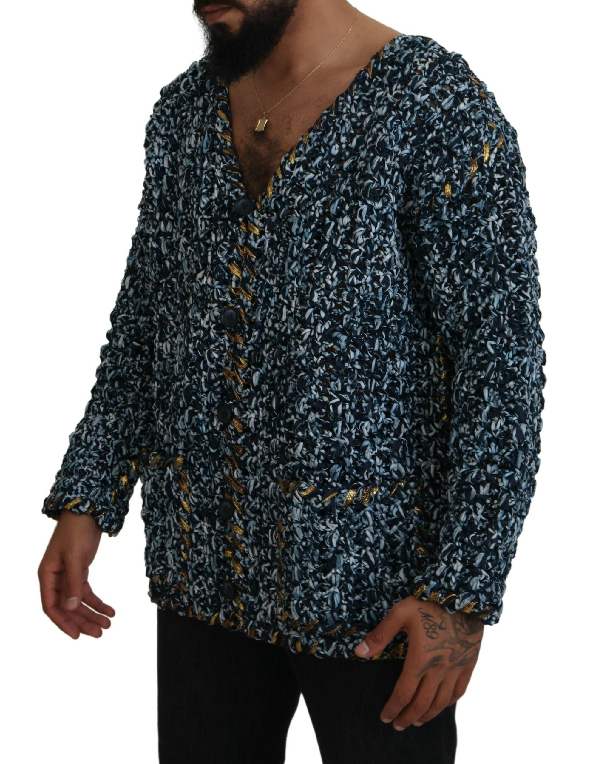 Cardigan Dolce & Gabbana Fatto A Mano bleu et or