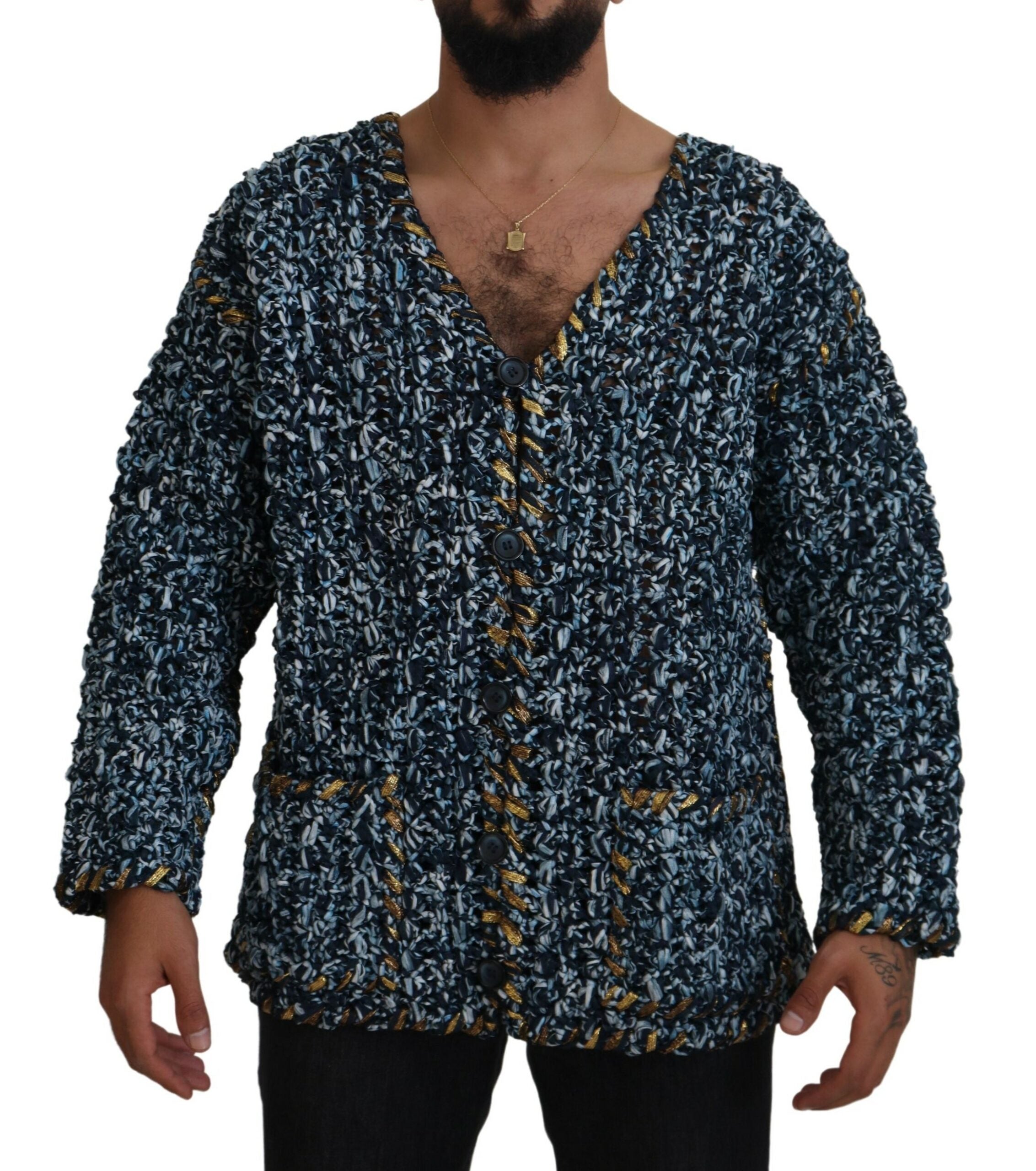 Cardigan Dolce & Gabbana Fatto A Mano bleu et or