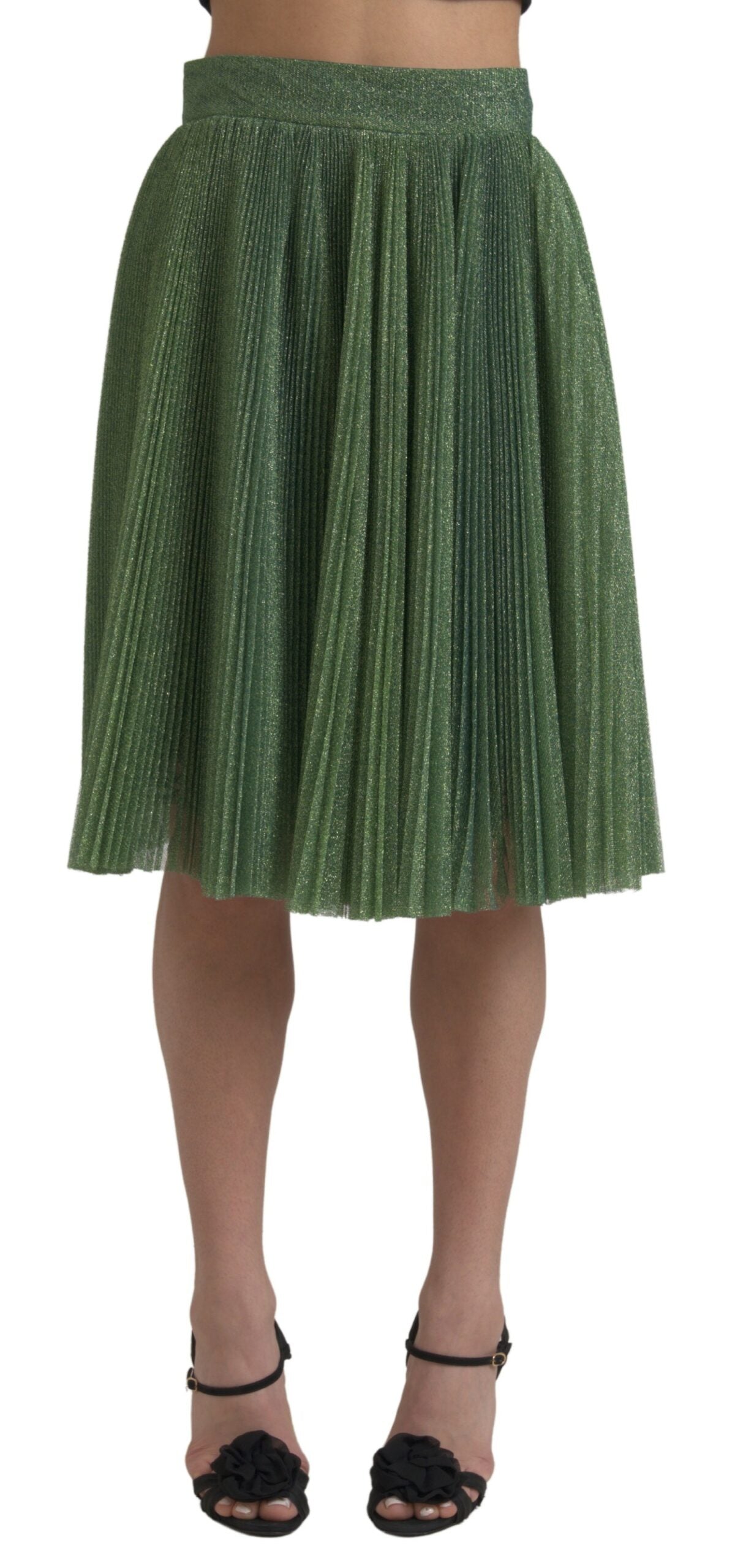 Jupe DOLCE & GABBANA plissée verte métallisée