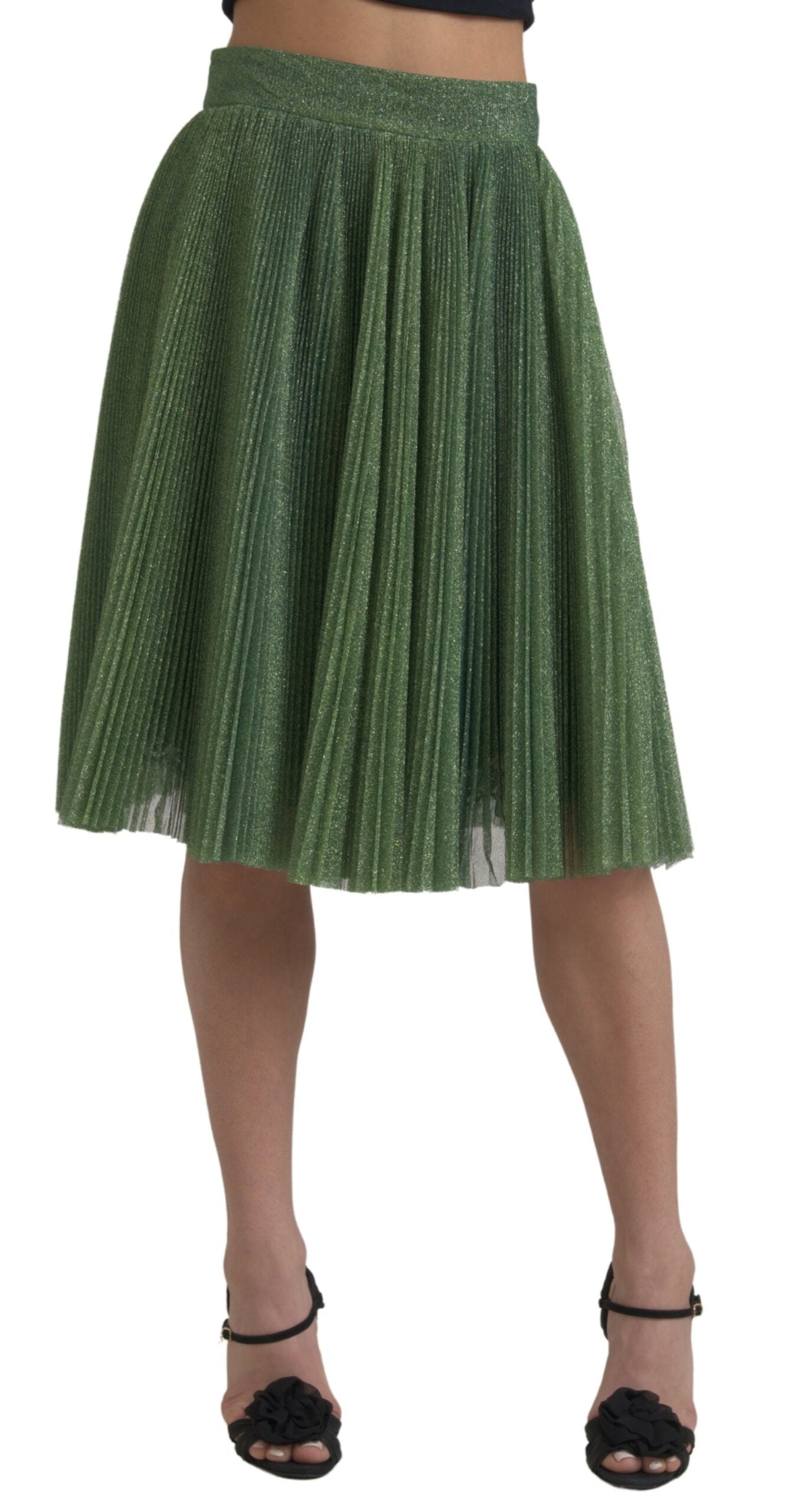 Jupe DOLCE & GABBANA plissée verte métallisée