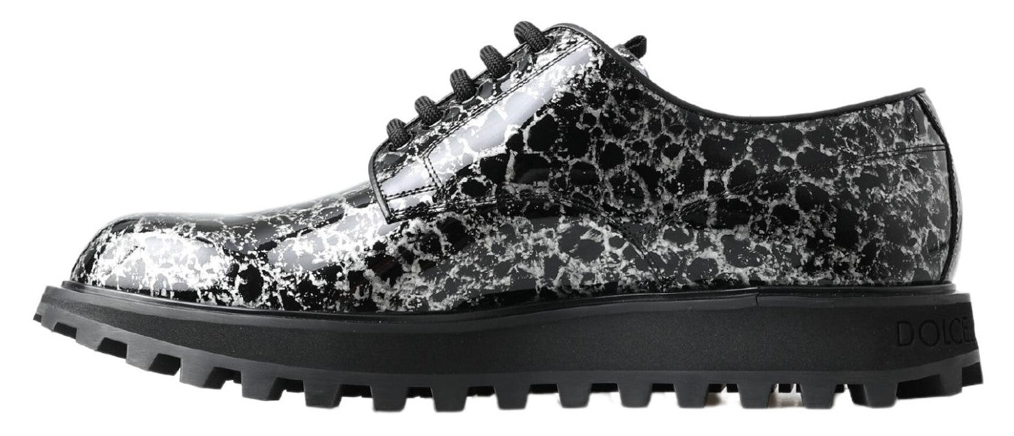 Derby Dolce & Gabbana vernice eponge noir et blanc