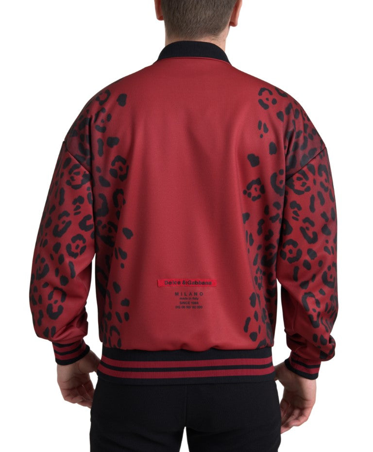 Veste Dolce & Gabbana bomber rouge léopard