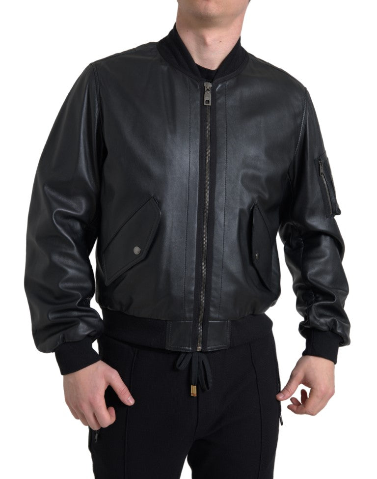 Blouson Dolce & Gabbana cuir noir