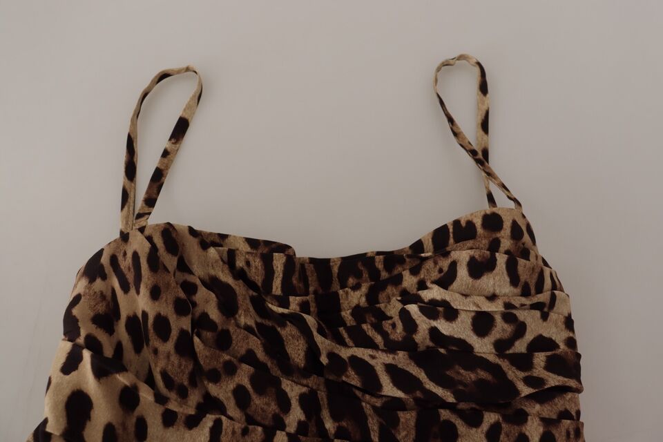 Robe DOLCE & GABBANA ruched imprimé léopard marron Dolce & Gabbana