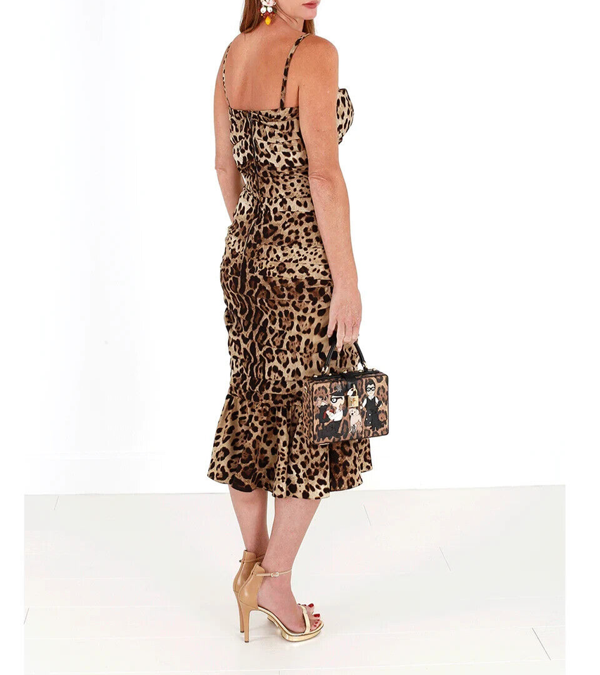Robe DOLCE & GABBANA ruched imprimé léopard marron Dolce & Gabbana