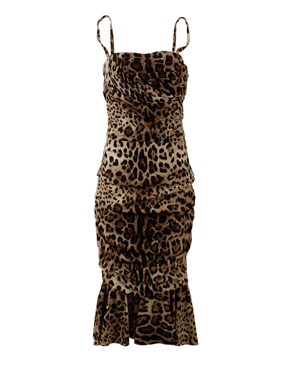 Robe DOLCE & GABBANA ruched imprimé léopard marron Dolce & Gabbana