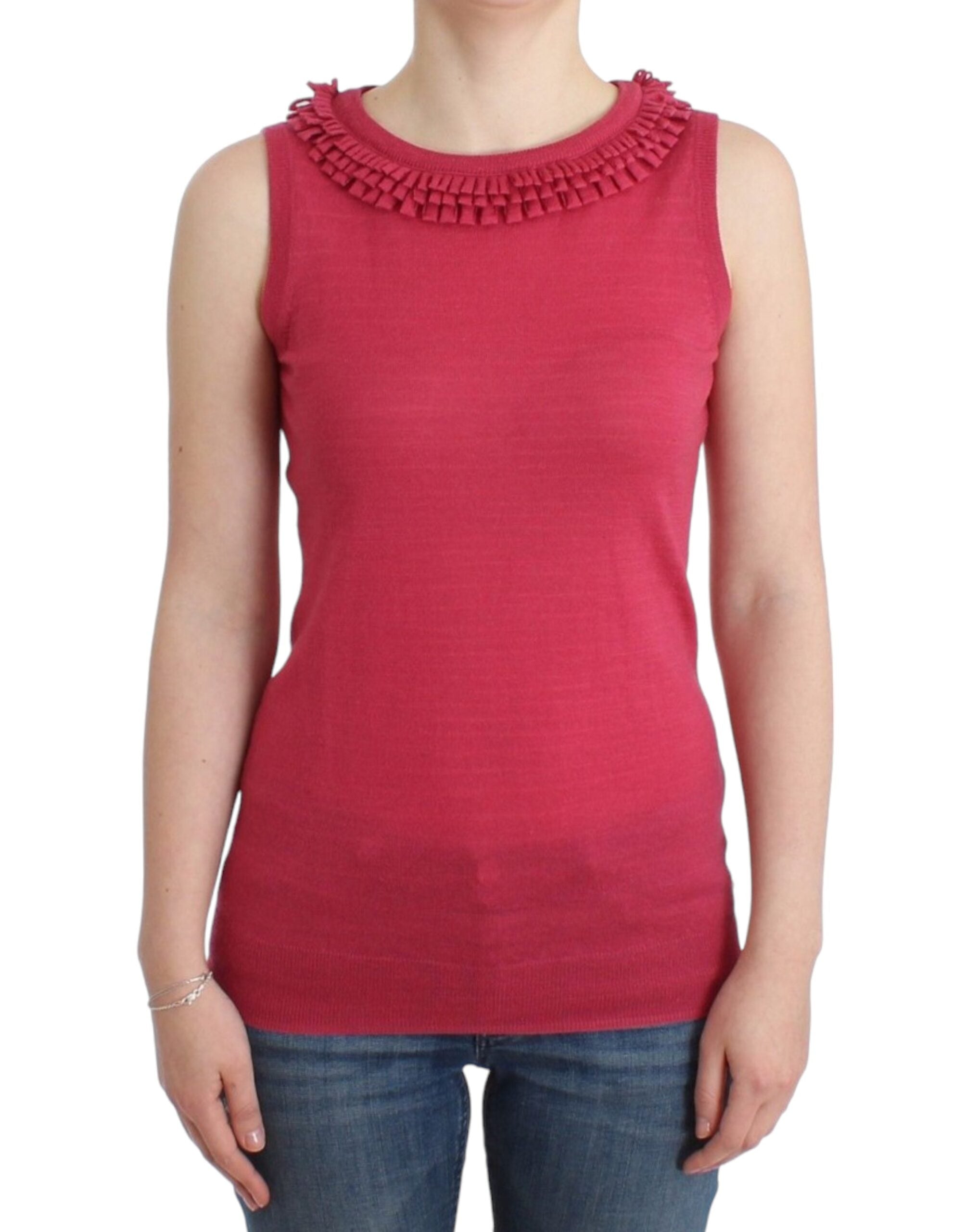 Top John Galliano sans manches rose