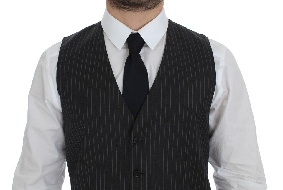 Gilet Dolce & Gabbana Single breasted rayé gris