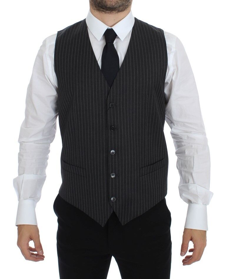 Gilet Dolce & Gabbana Single breasted rayé gris