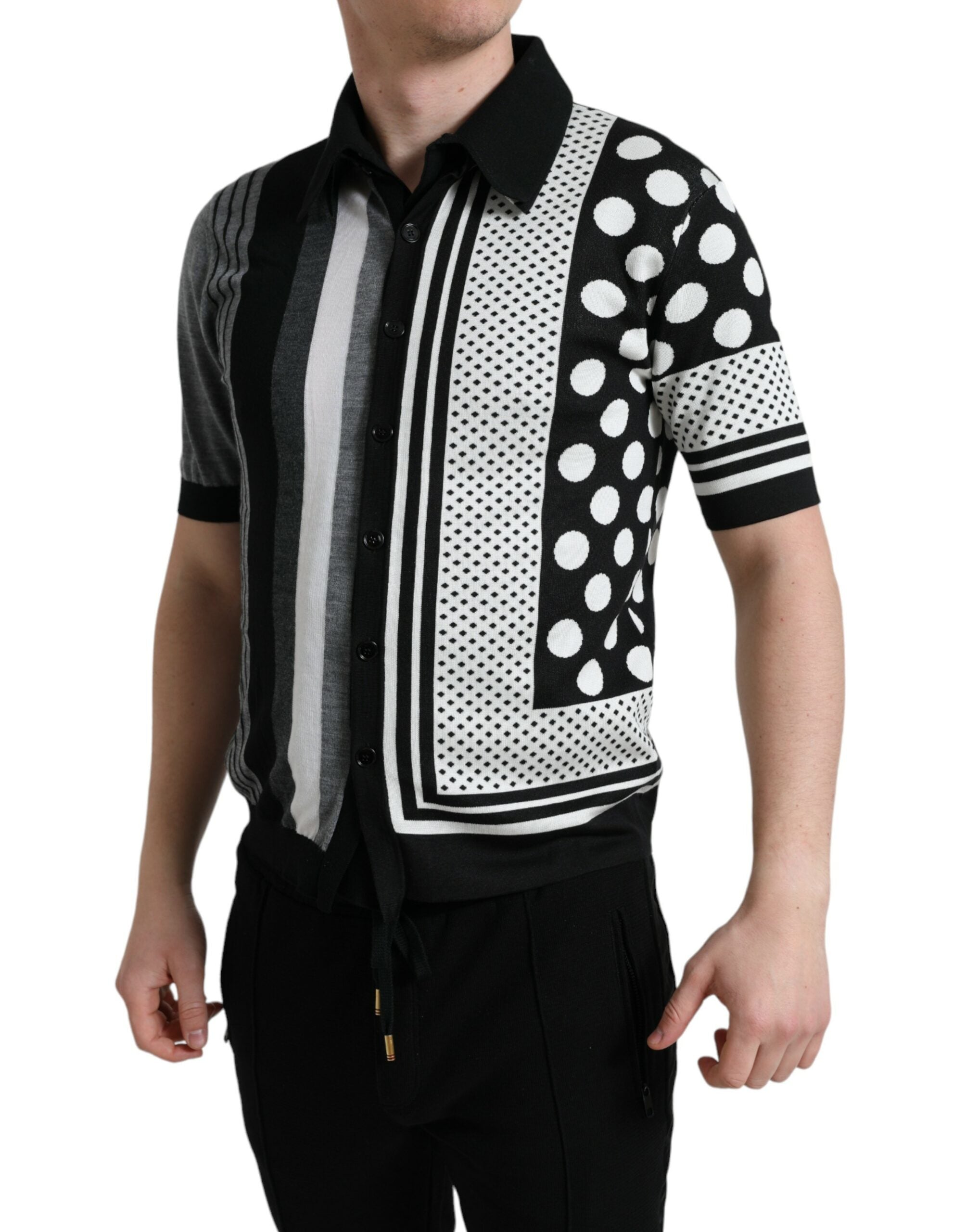 Cardigan Dolce & Gabbana collared noir, blanc et gris