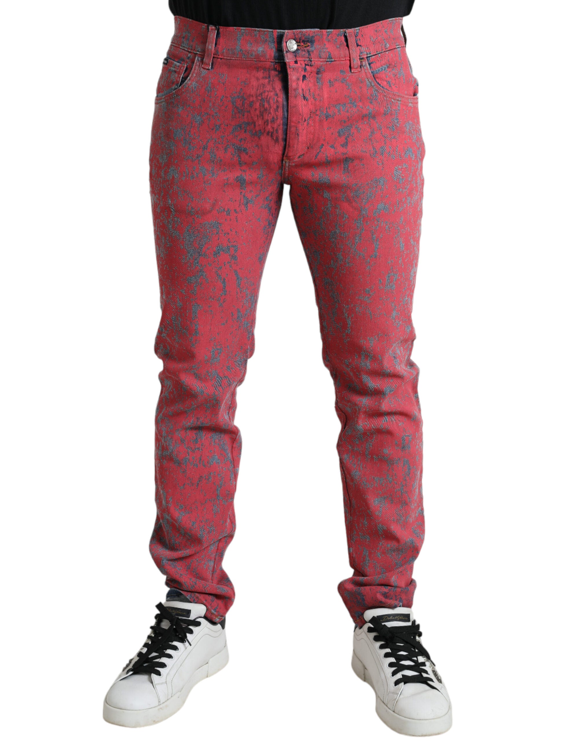 Jean Dolce & Gabbana rouge tie-dye