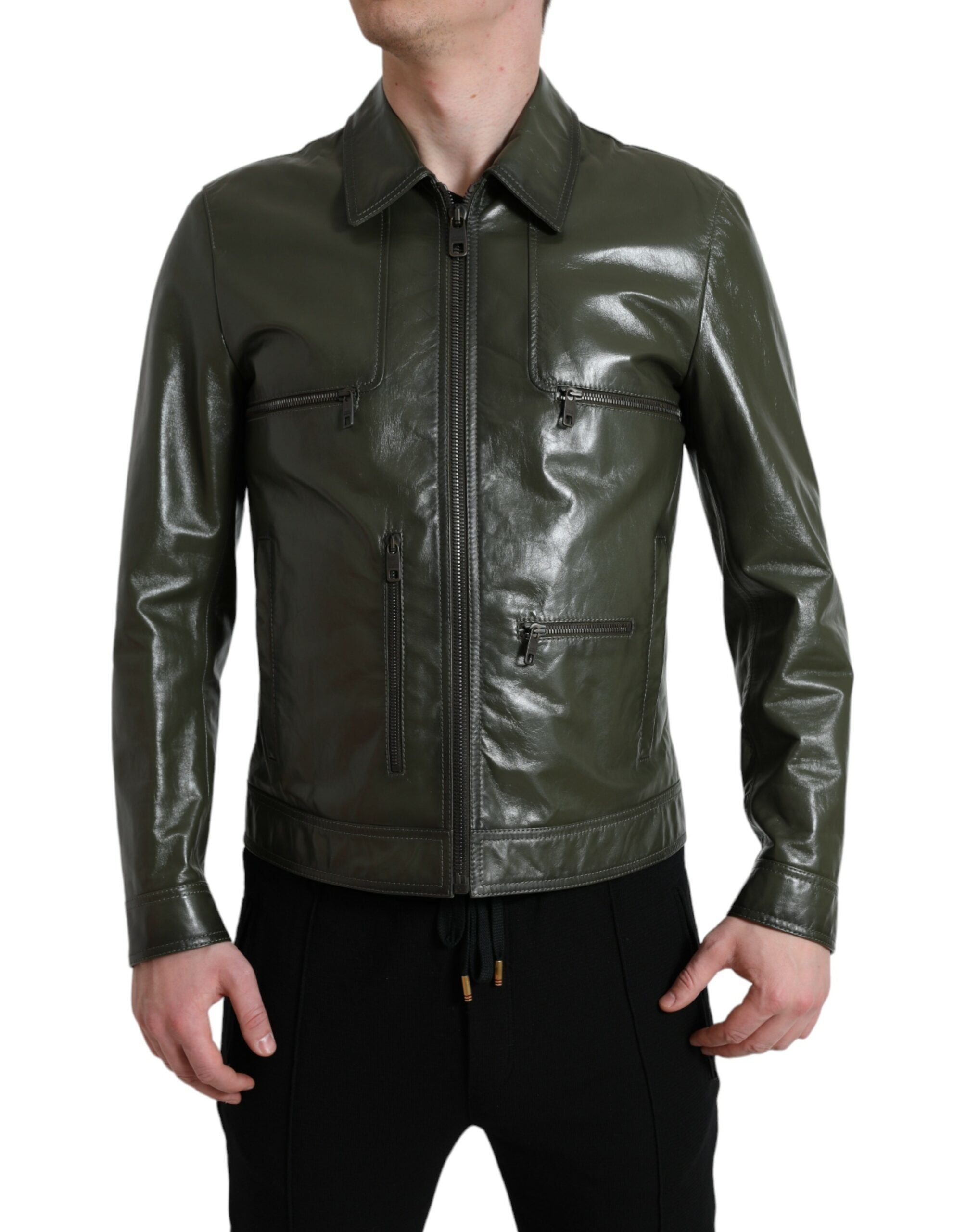 Veste en cuir Dolce & Gabbana verte