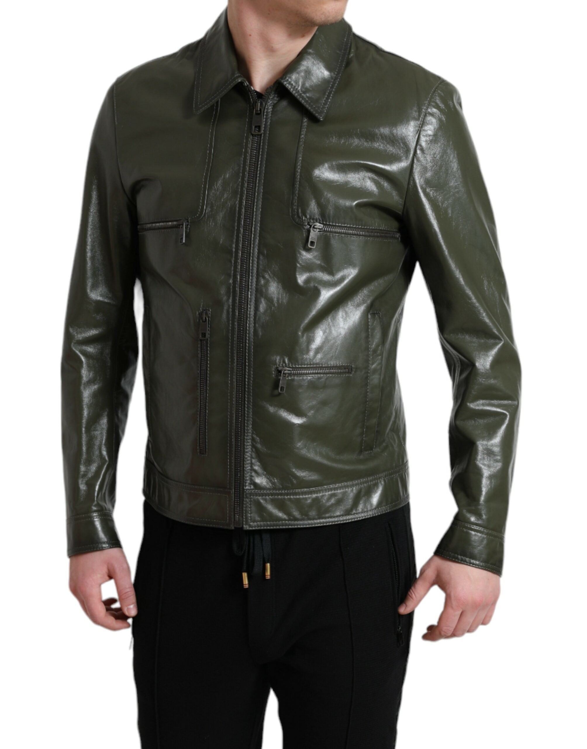 Veste en cuir Dolce & Gabbana verte
