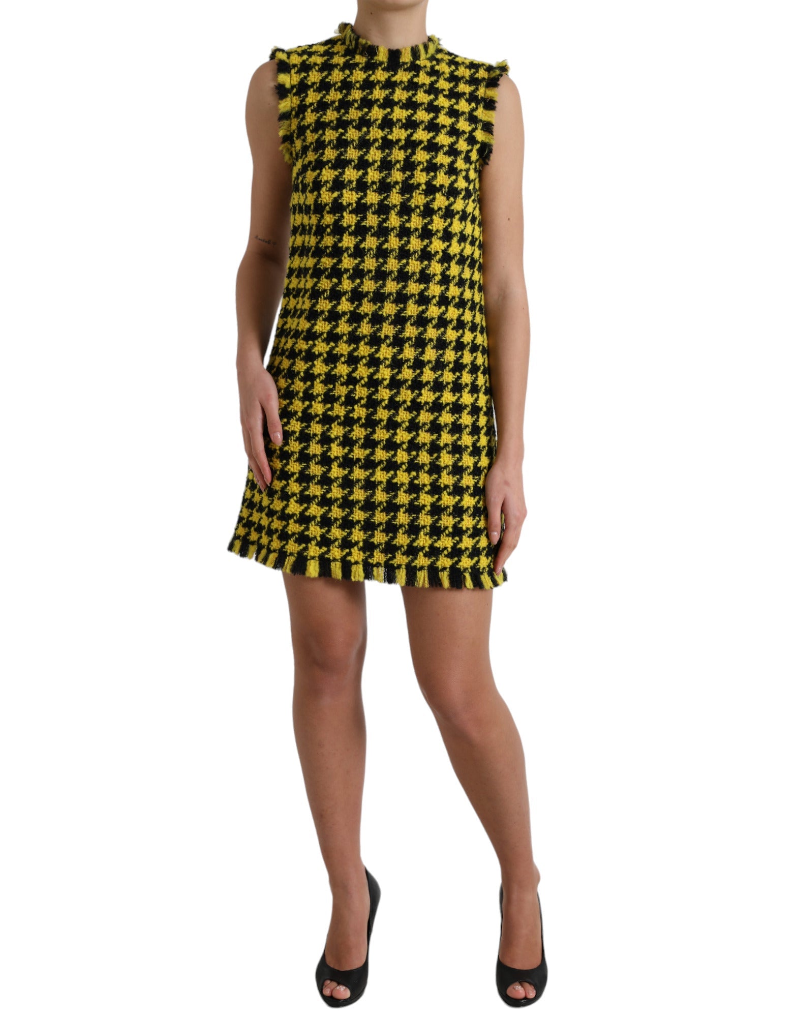 Robe Dolce & Gabbana houndstooth jaune Dolce & Gabbana