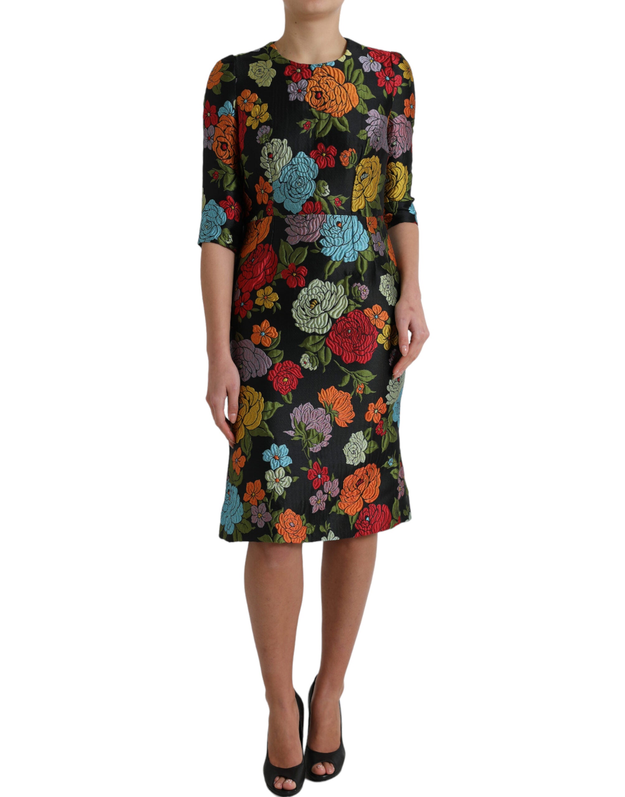 Robe Dolce & Gabbana à fleurs noires