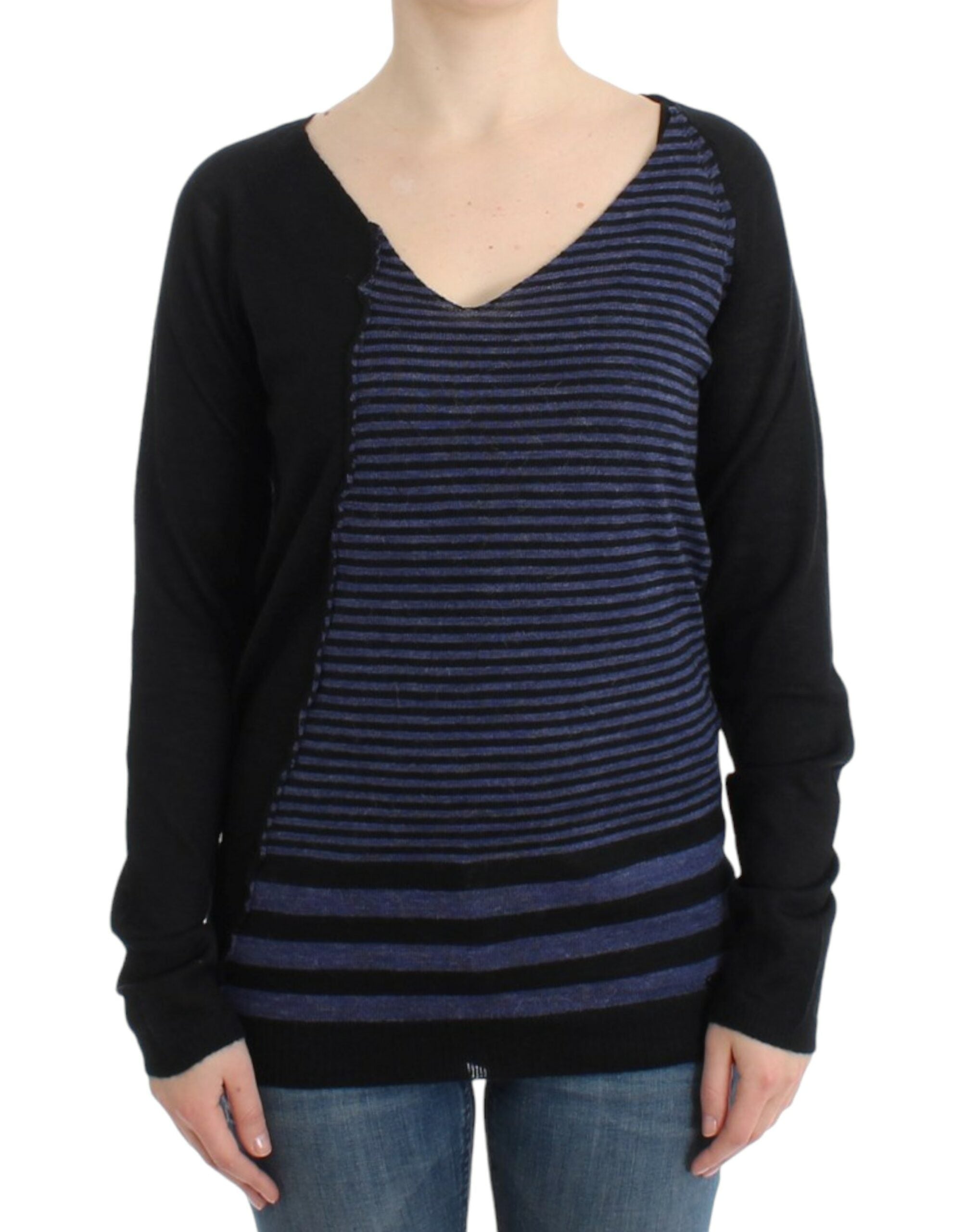 Pull C’N’C V-neck rayé noir