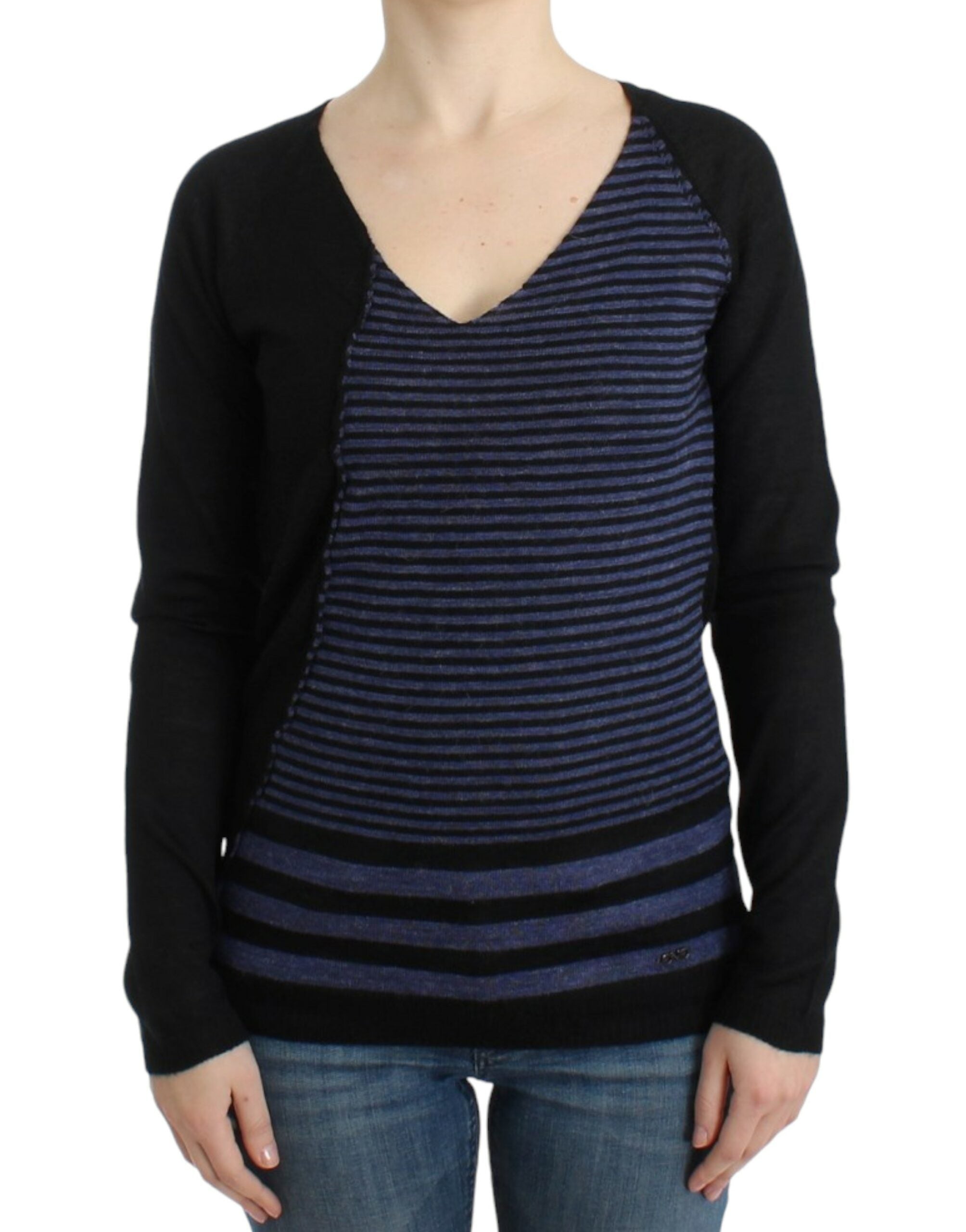 Pull C’N’C V-neck noir et bleu