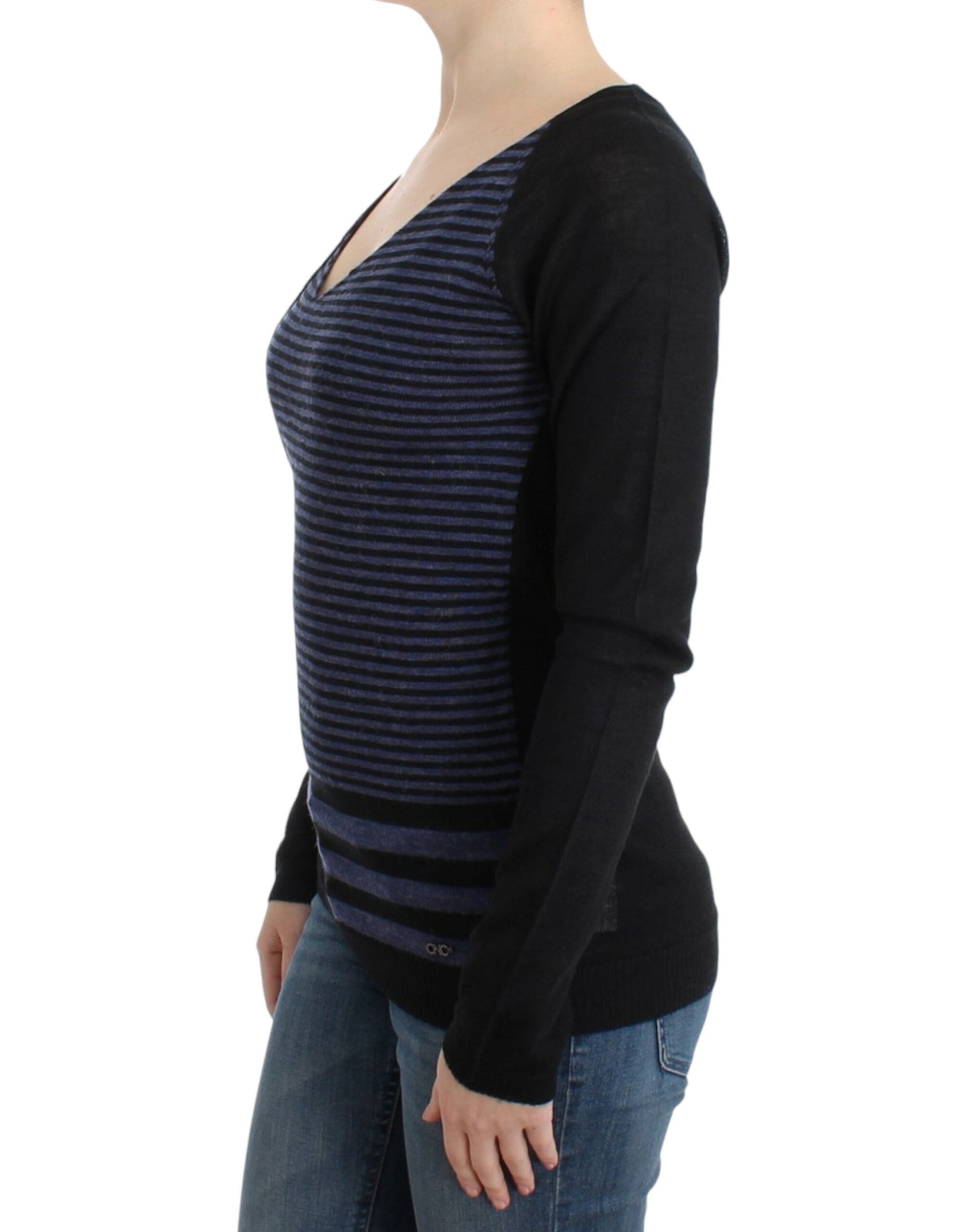 Pull C’N’C V-neck noir et bleu