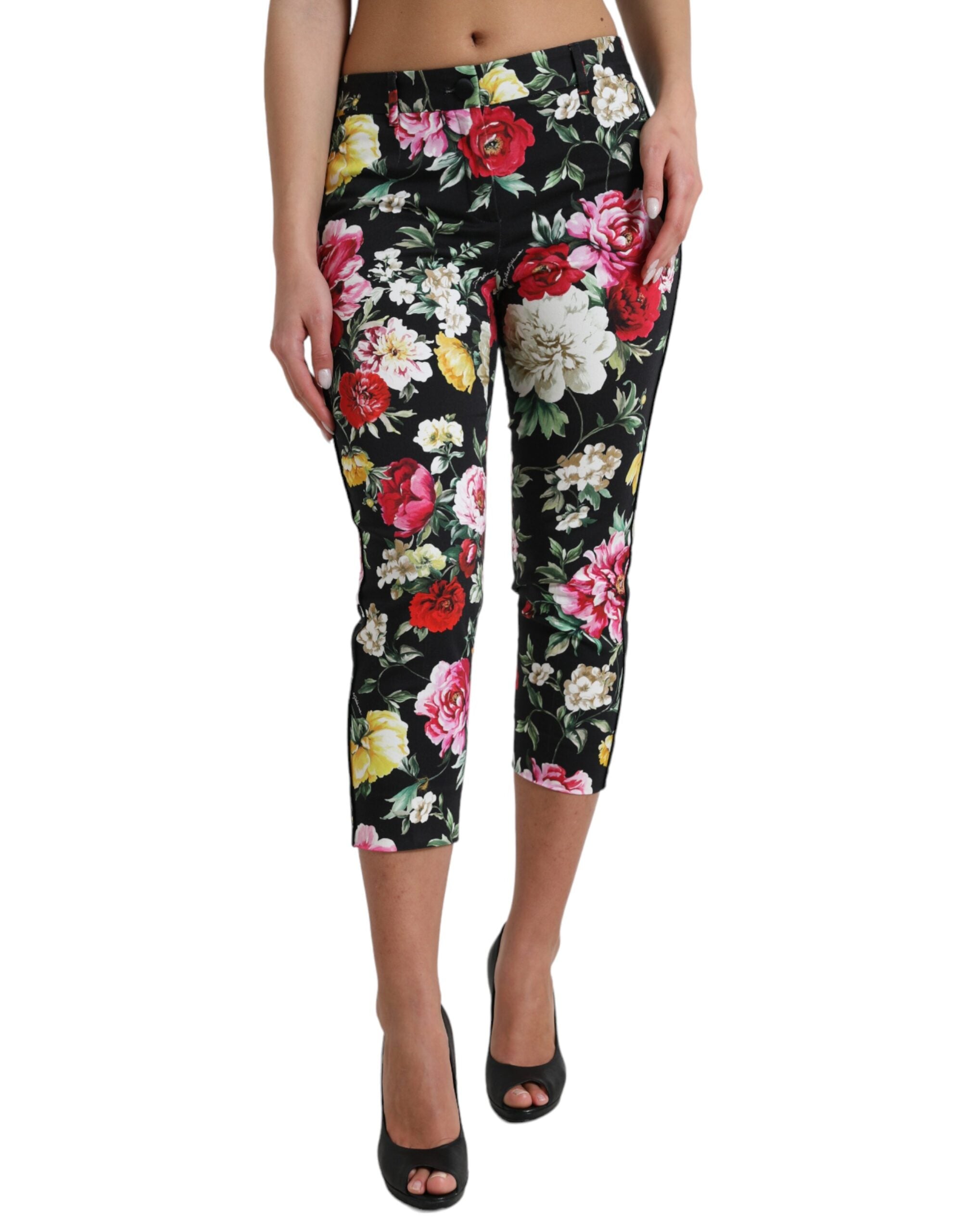 Pantalons Dolce & Gabbana floral noirs