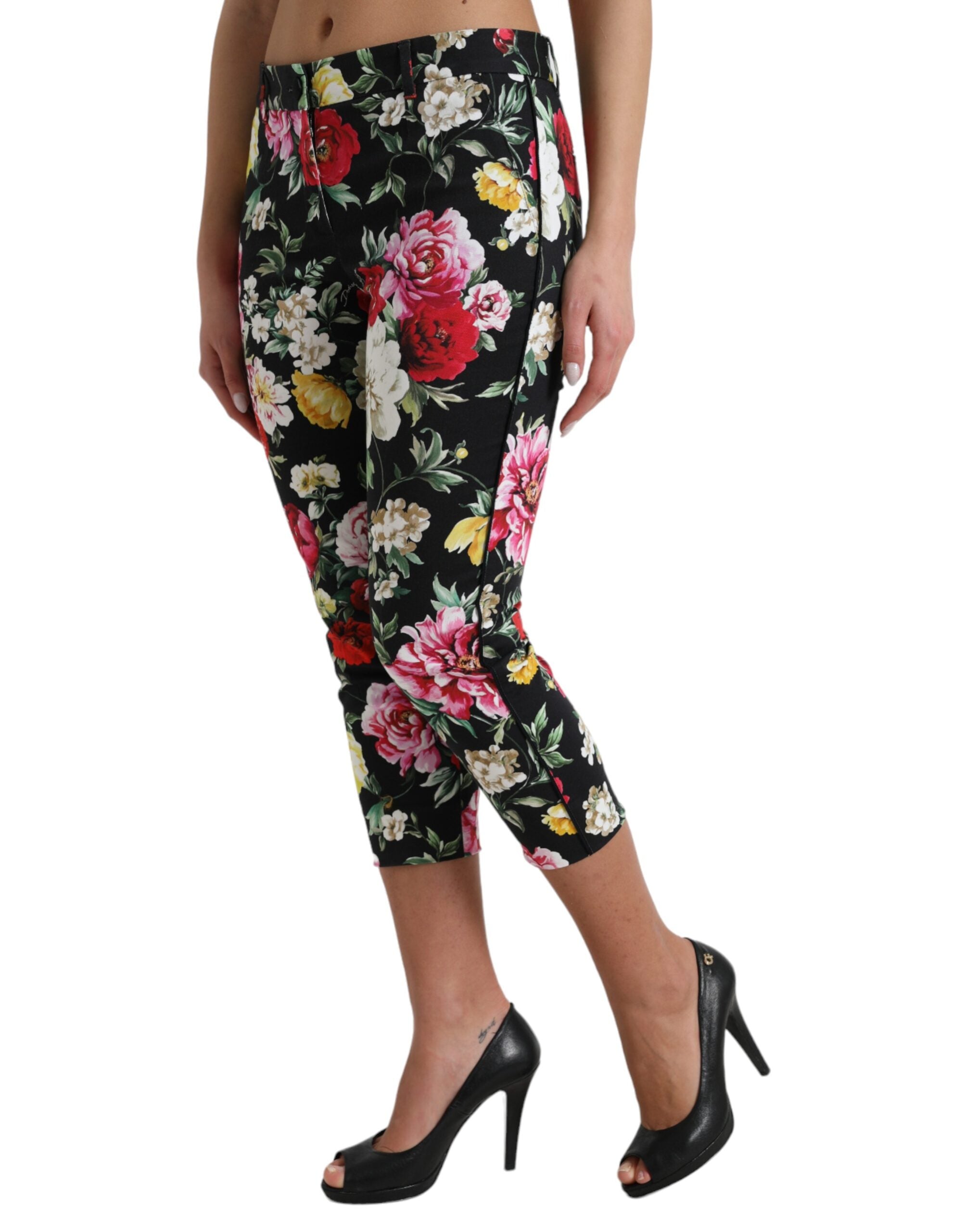 Pantalons Dolce & Gabbana floral noirs