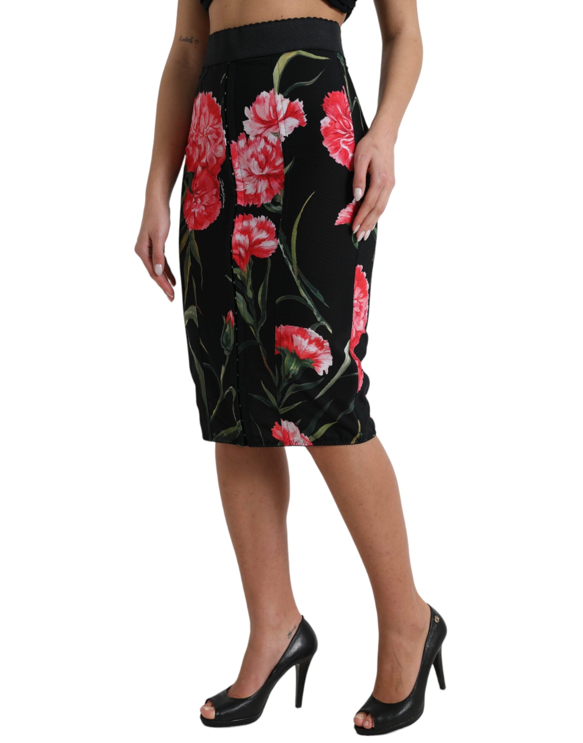 Jupe Dolce & Gabbana à fleurs noires