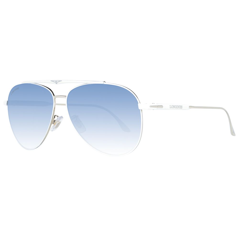 Lunettes de soleil blanches aviateur bleues