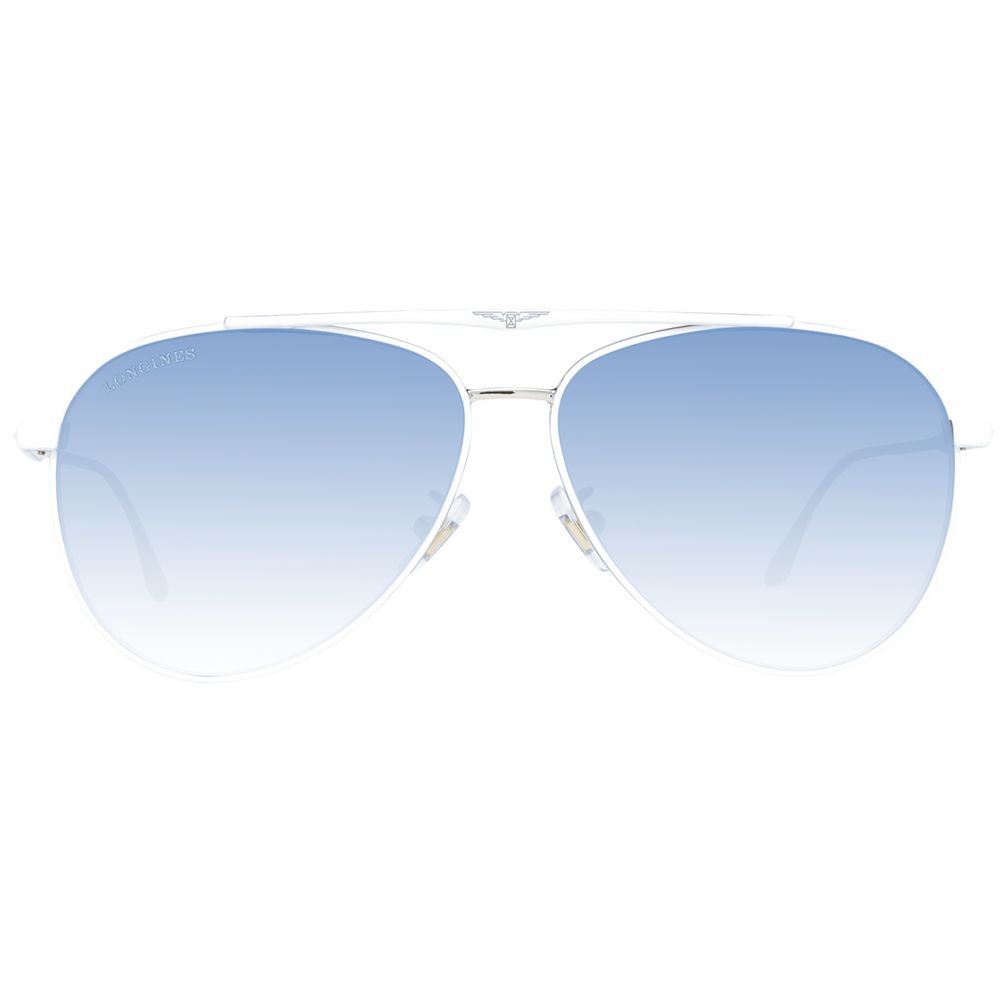 Lunettes de soleil blanches aviateur bleues