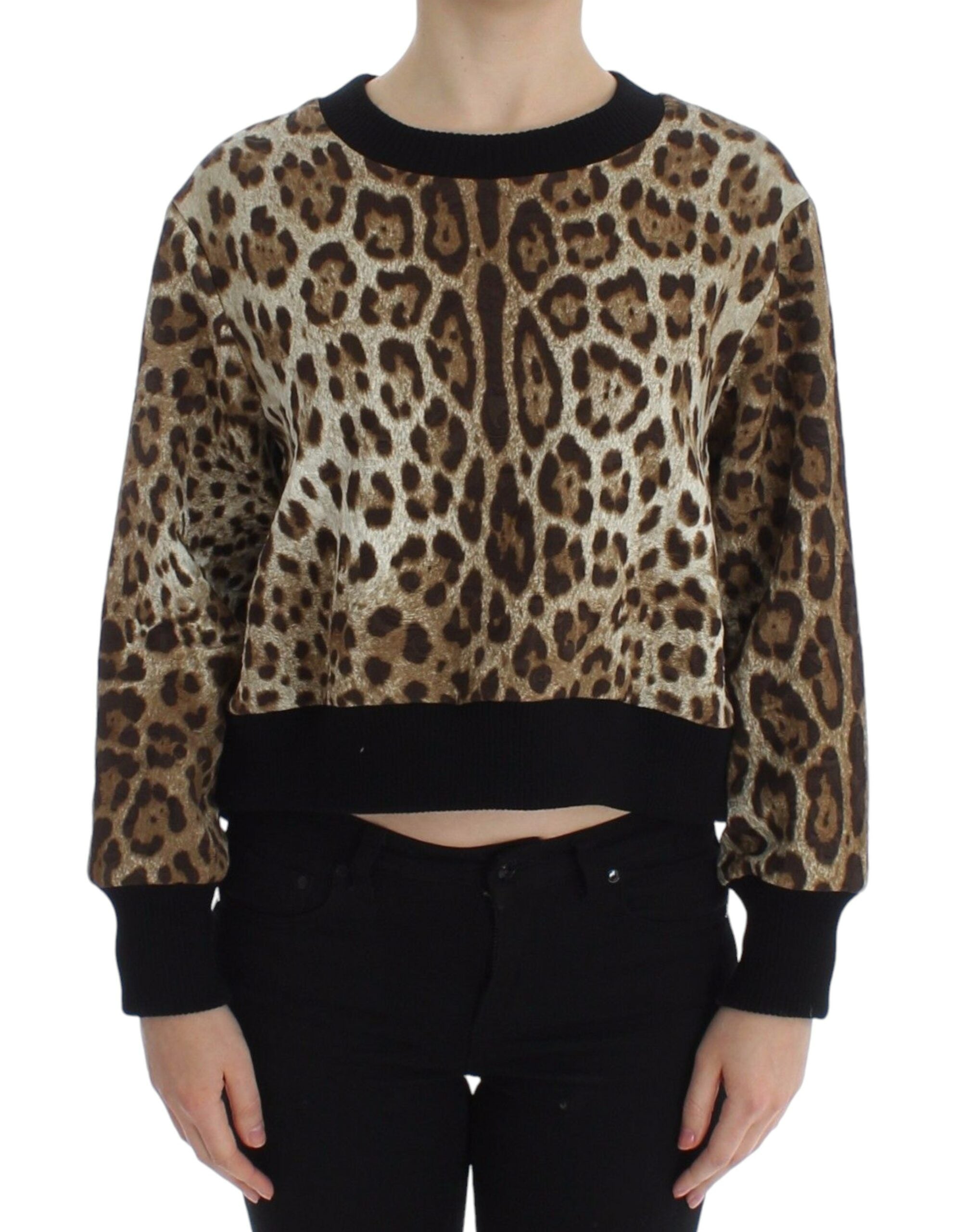 Pull Dolce & Gabbana crewneck léopard marron