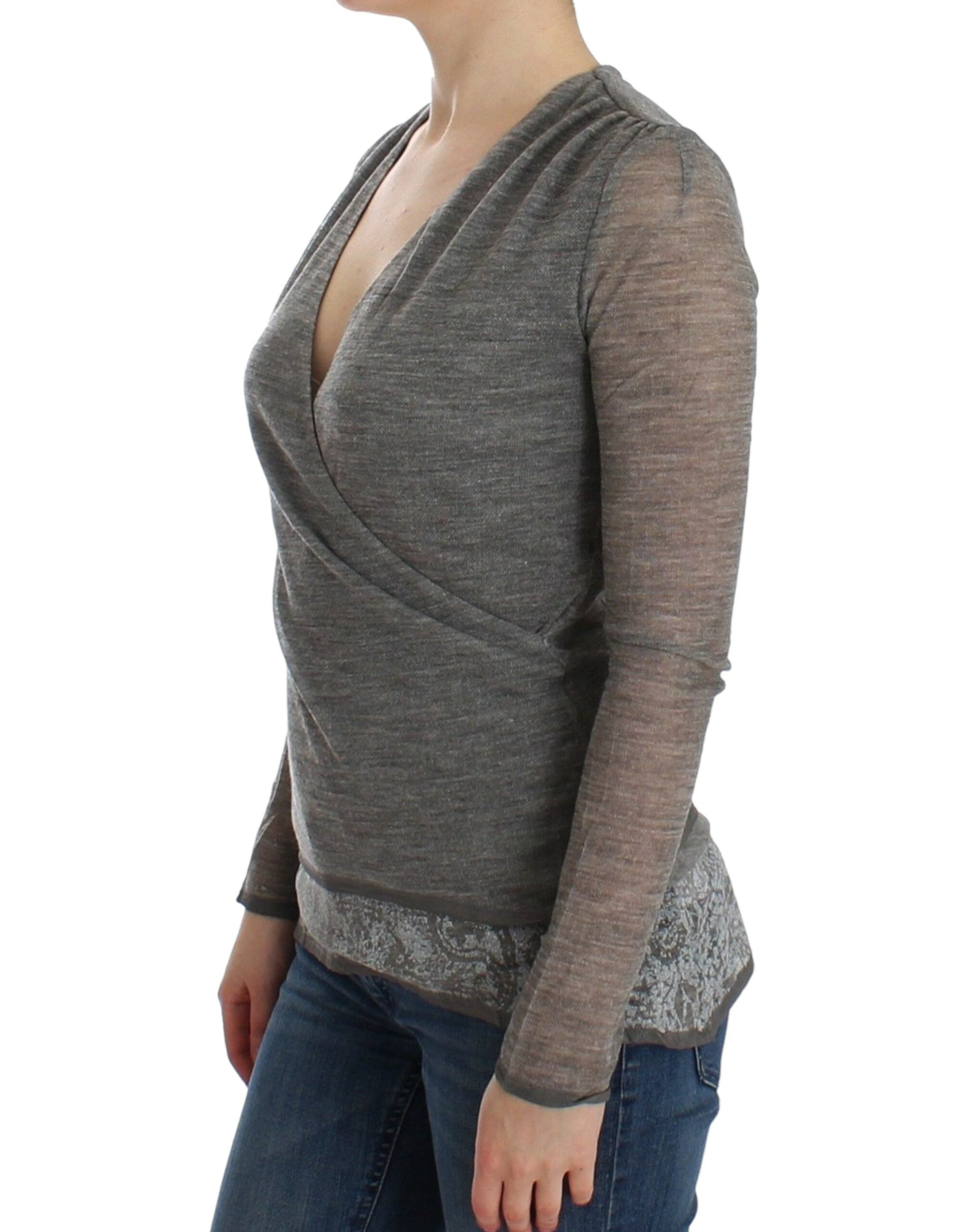Pull Ermanno Scervino Deep V gris
