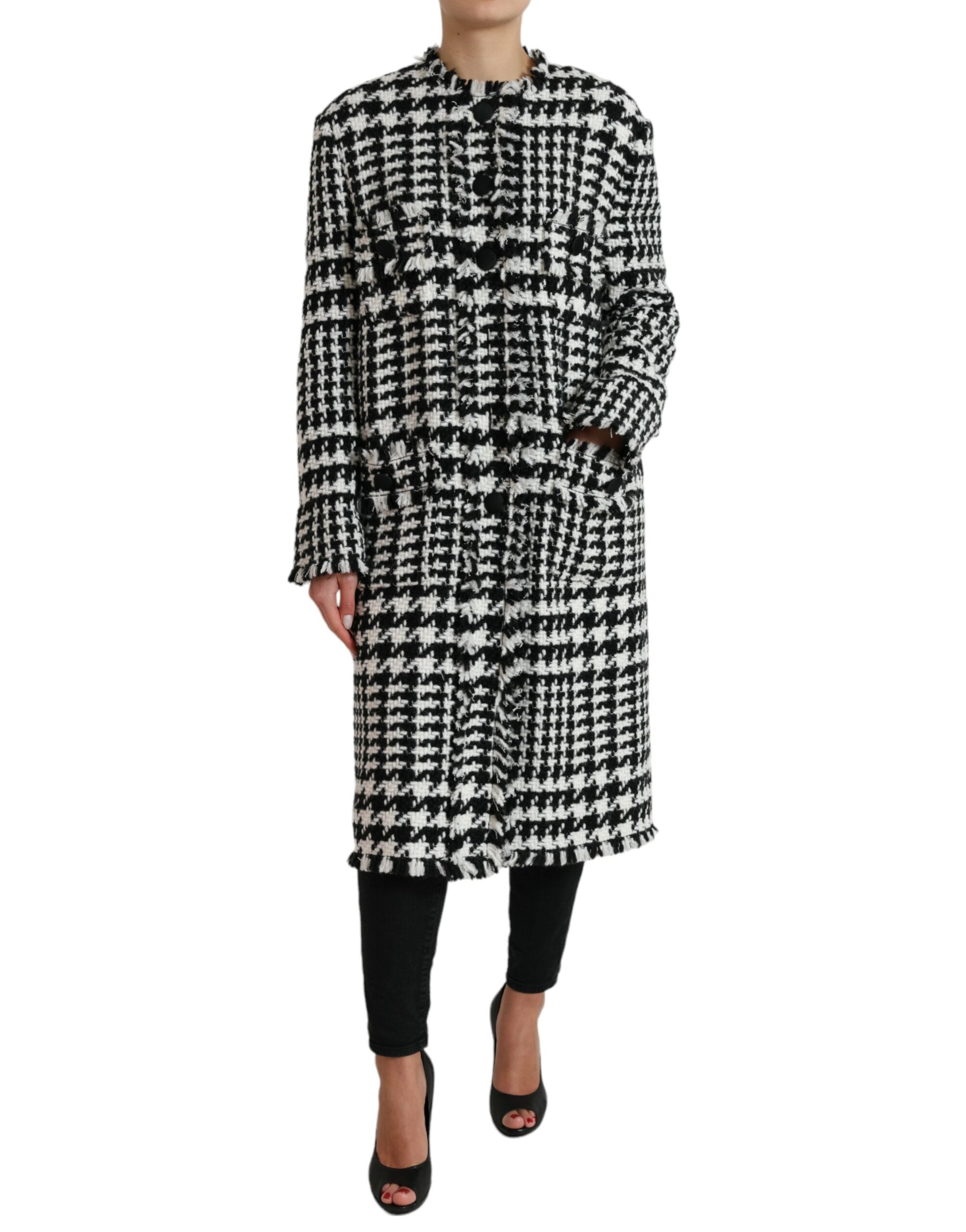 Manteau Dolce & Gabbana houndstooth noir et blanc