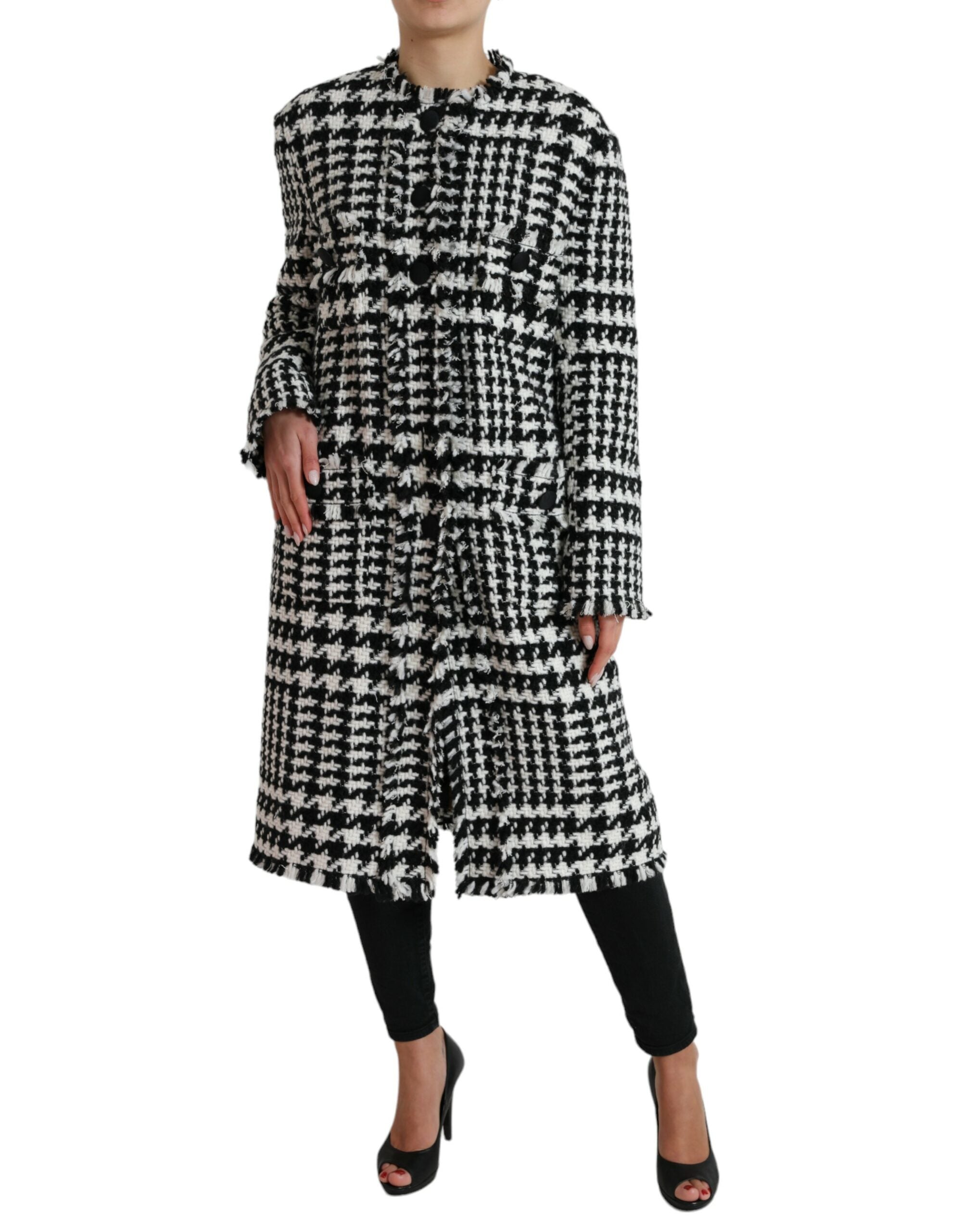 Manteau Dolce & Gabbana houndstooth noir et blanc