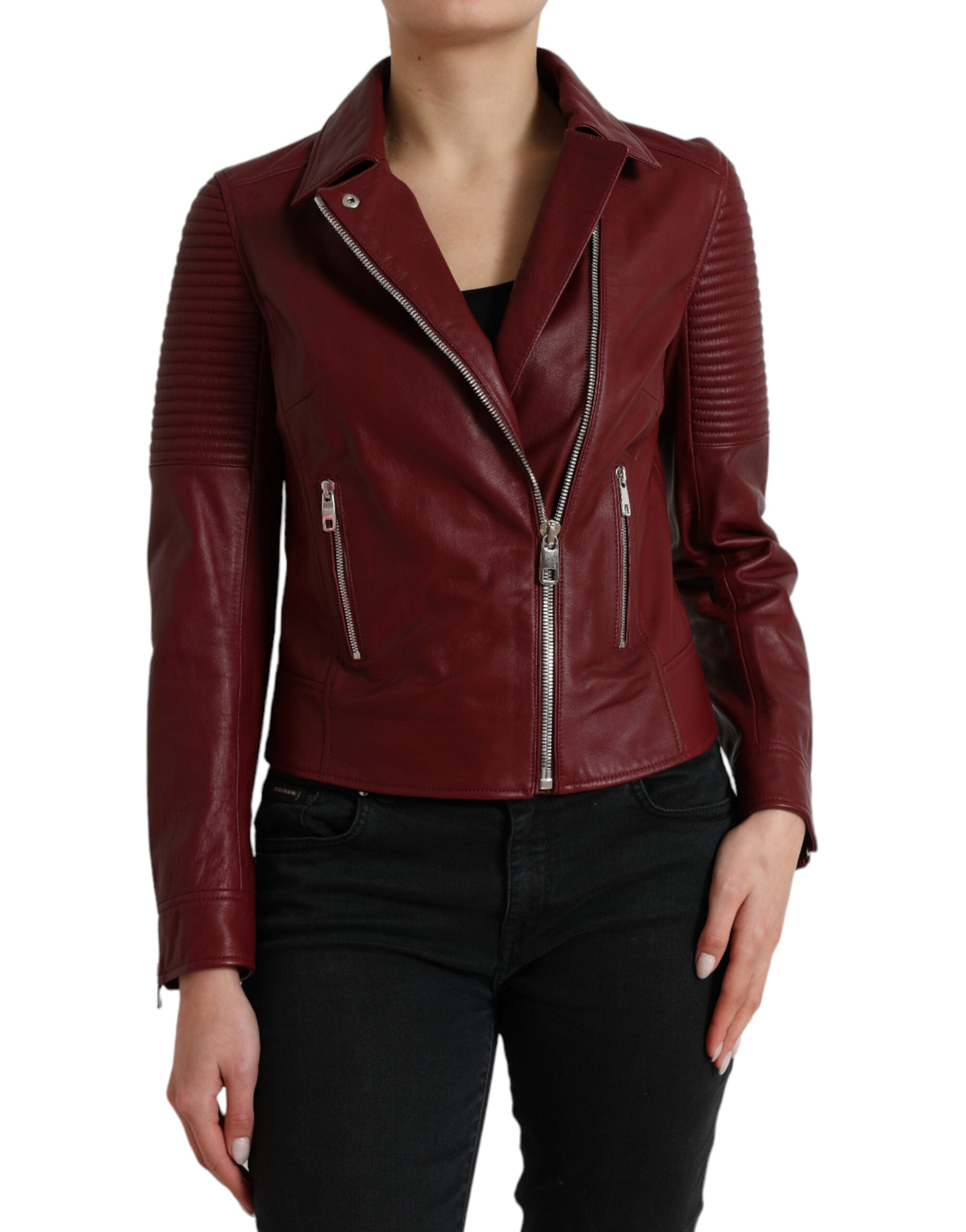 Veste en cuir Dolce & Gabbana bordeaux