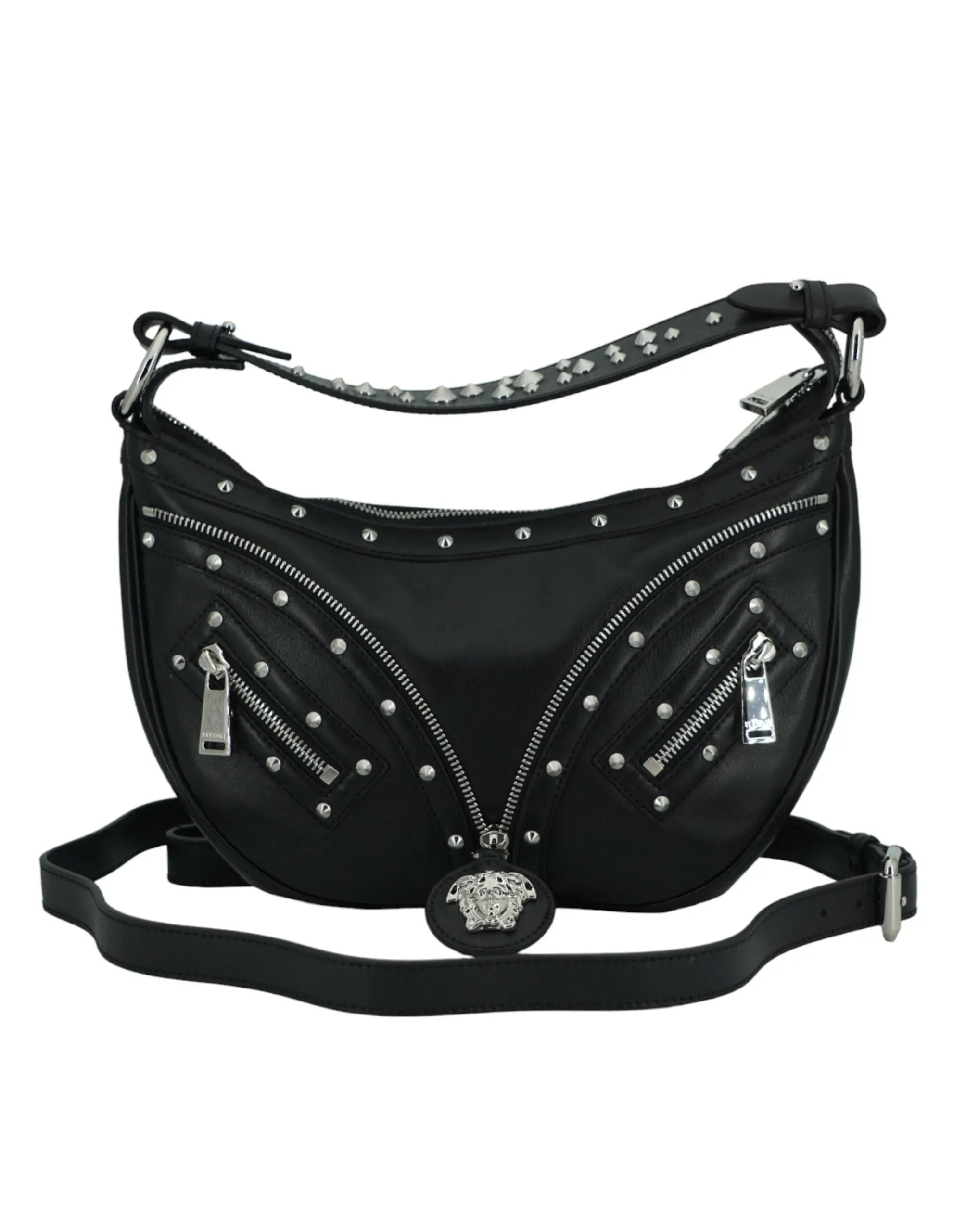 Sac hobo Versace en cuir noir Versace