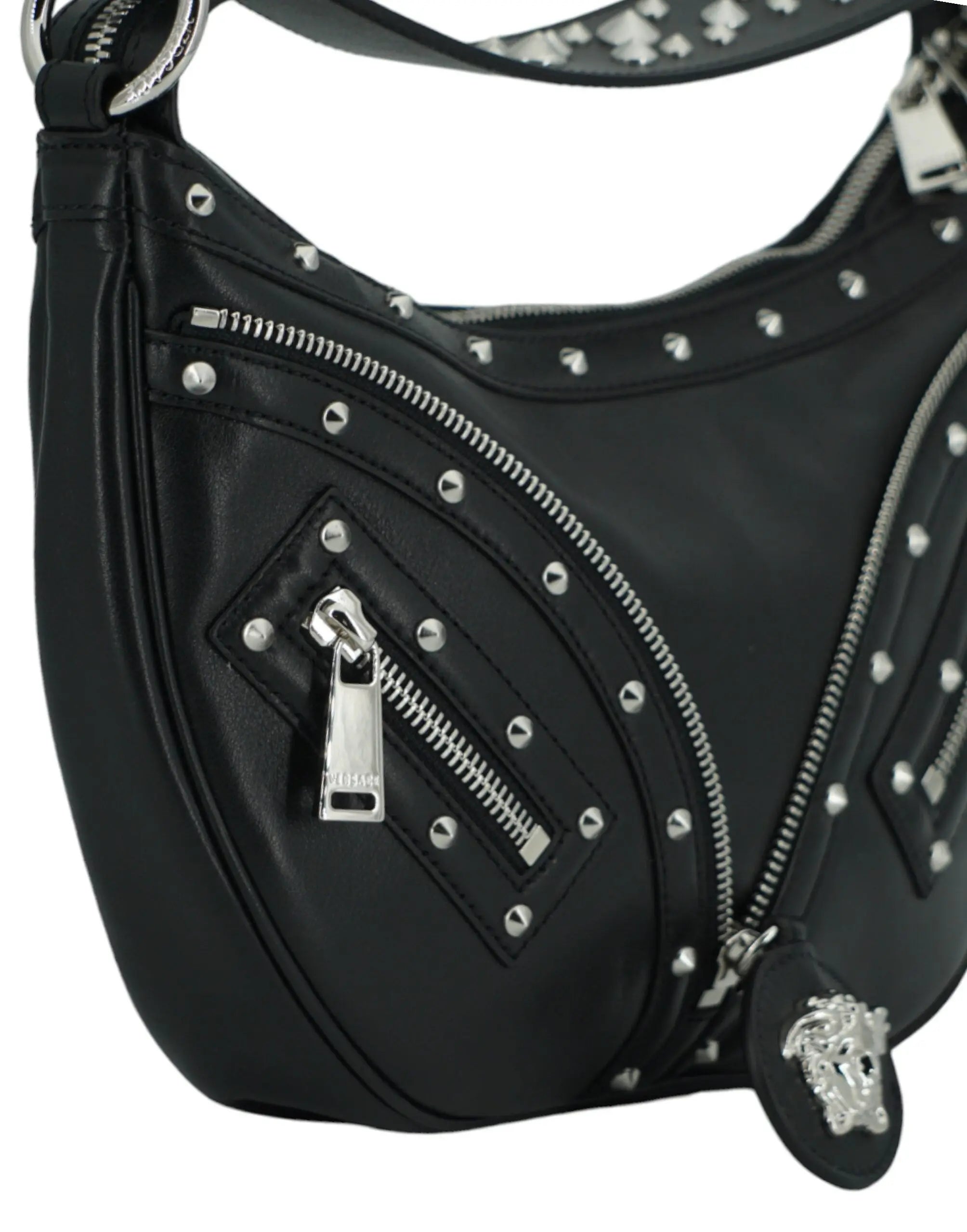 Sac hobo Versace en cuir noir Versace