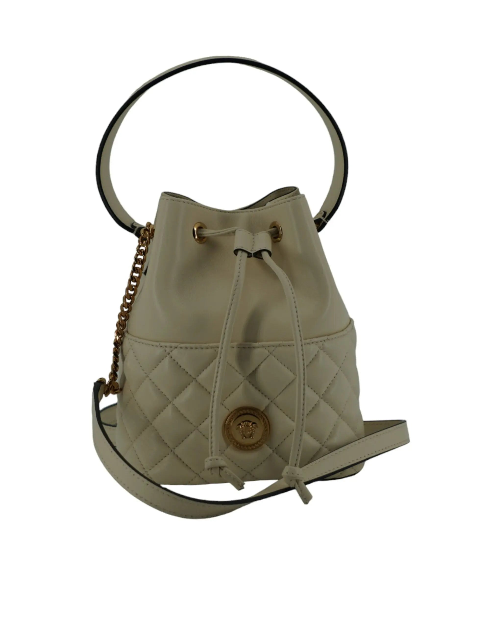 Sac seau Versace en cuir blanc Versace
