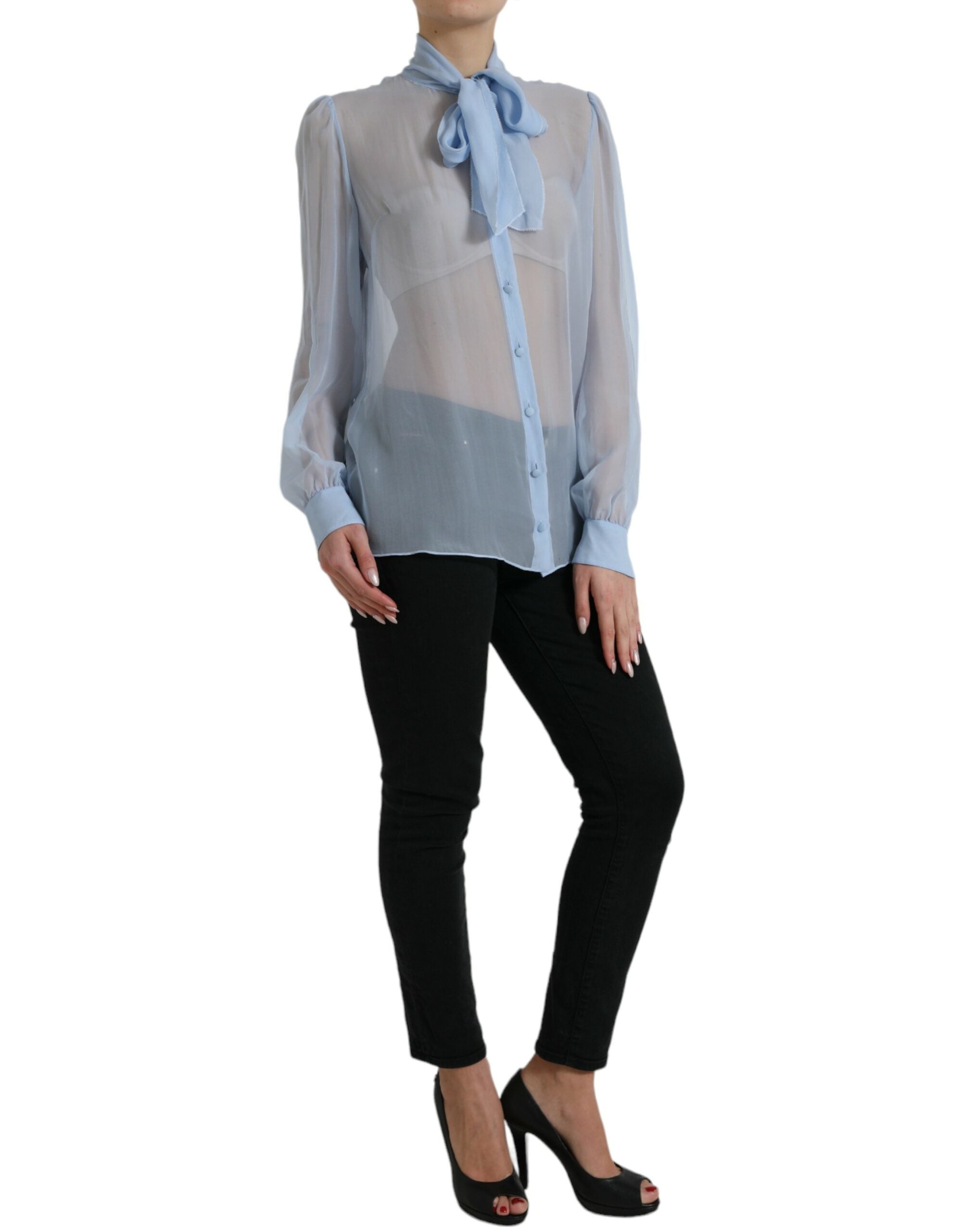 Blouse Dolce & Gabbana ascot bleue