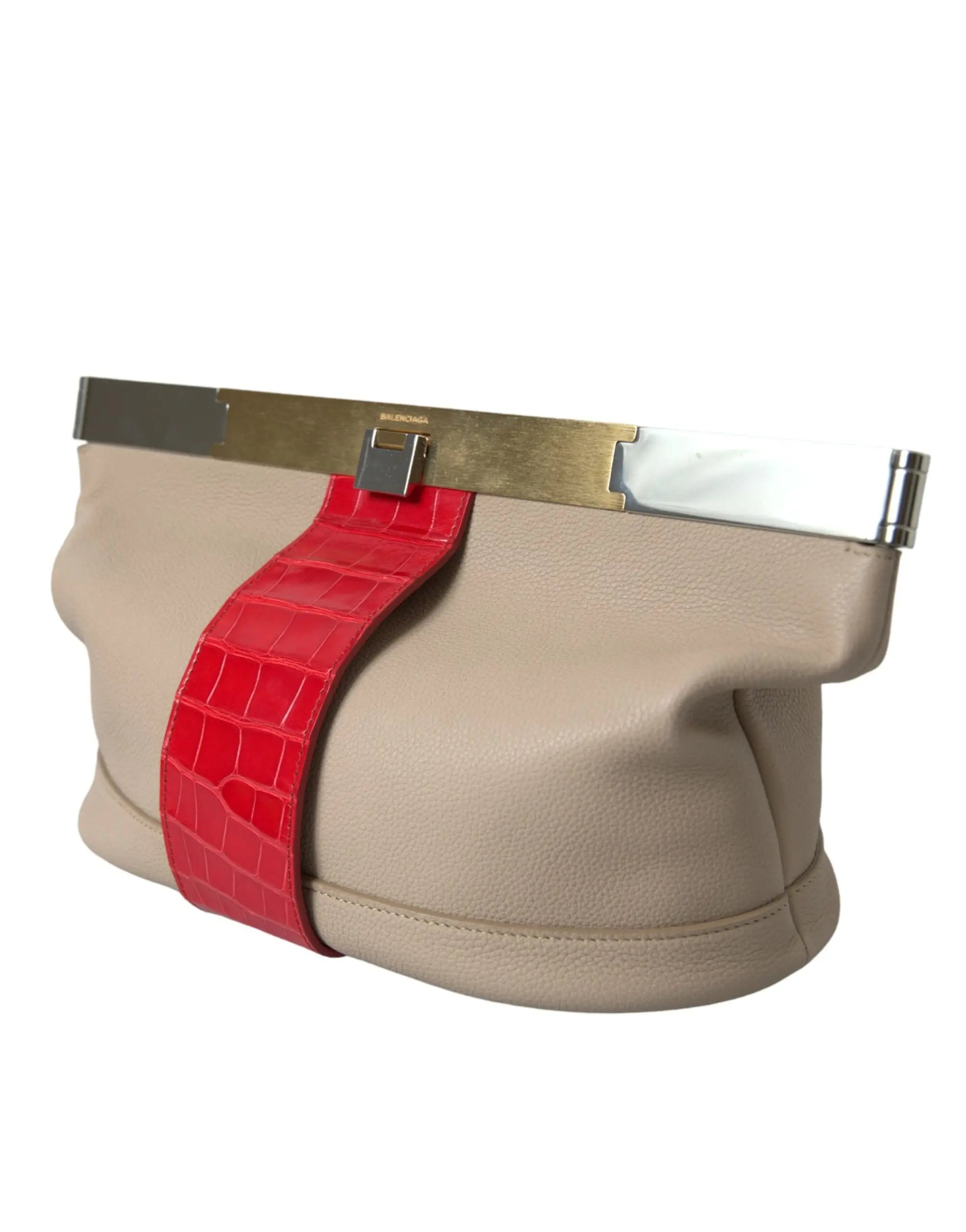 Pochette Balenciaga bicolore beige et rouge Balenciaga
