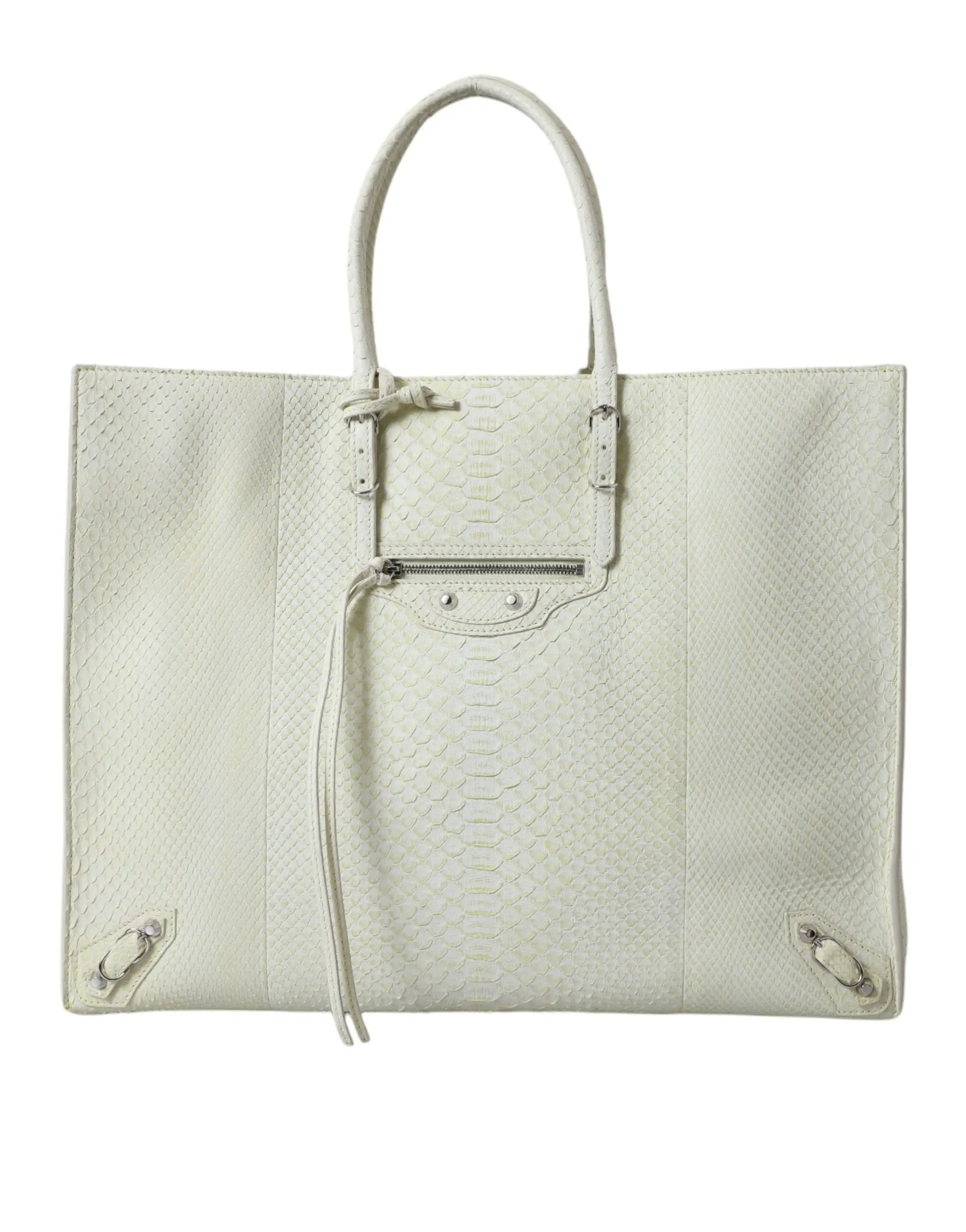 Tote Balenciaga Papier A4 blanc et jaune citron Balenciaga