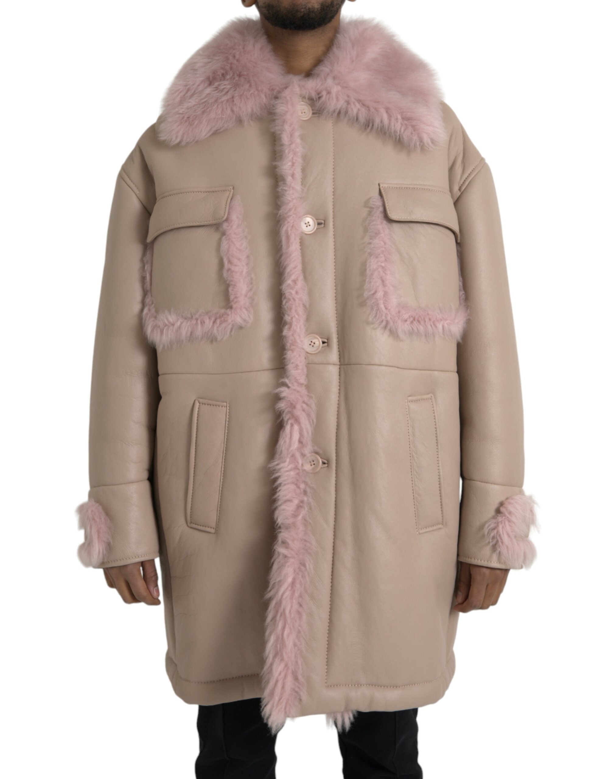 Manteau Dolce & Gabbana long beige rose