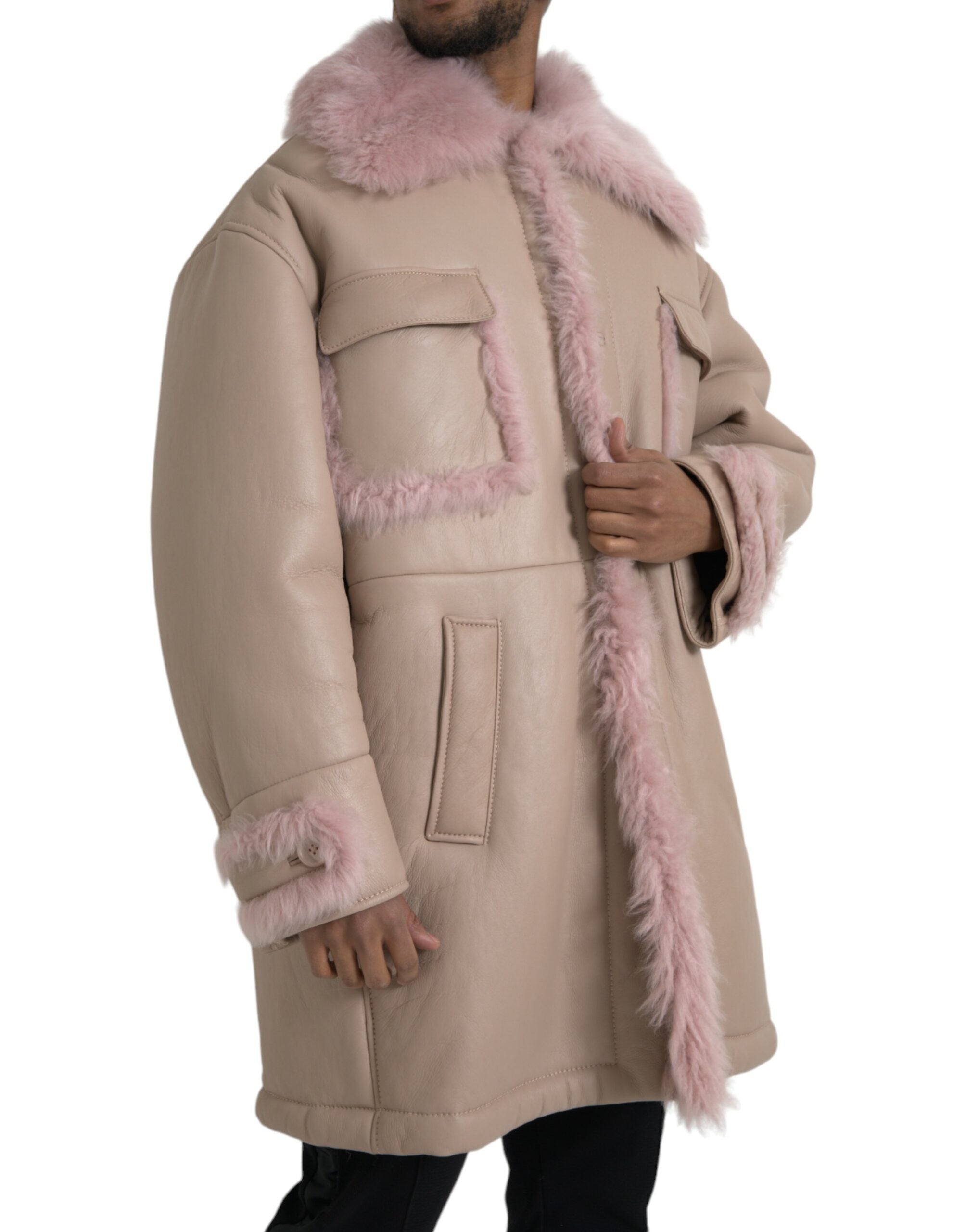 Manteau Dolce & Gabbana long beige rose