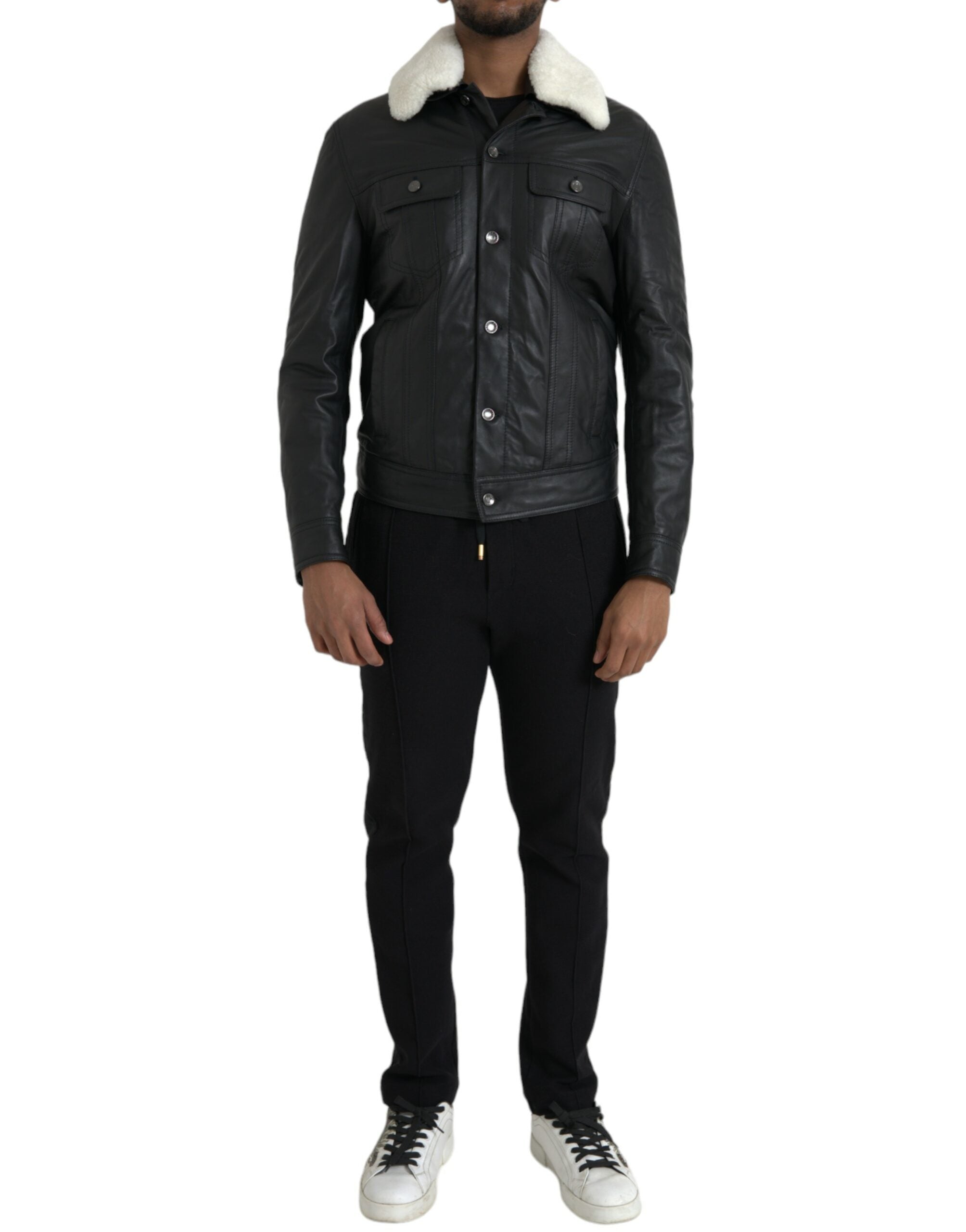 Veste cuir Dolce & Gabbana noire