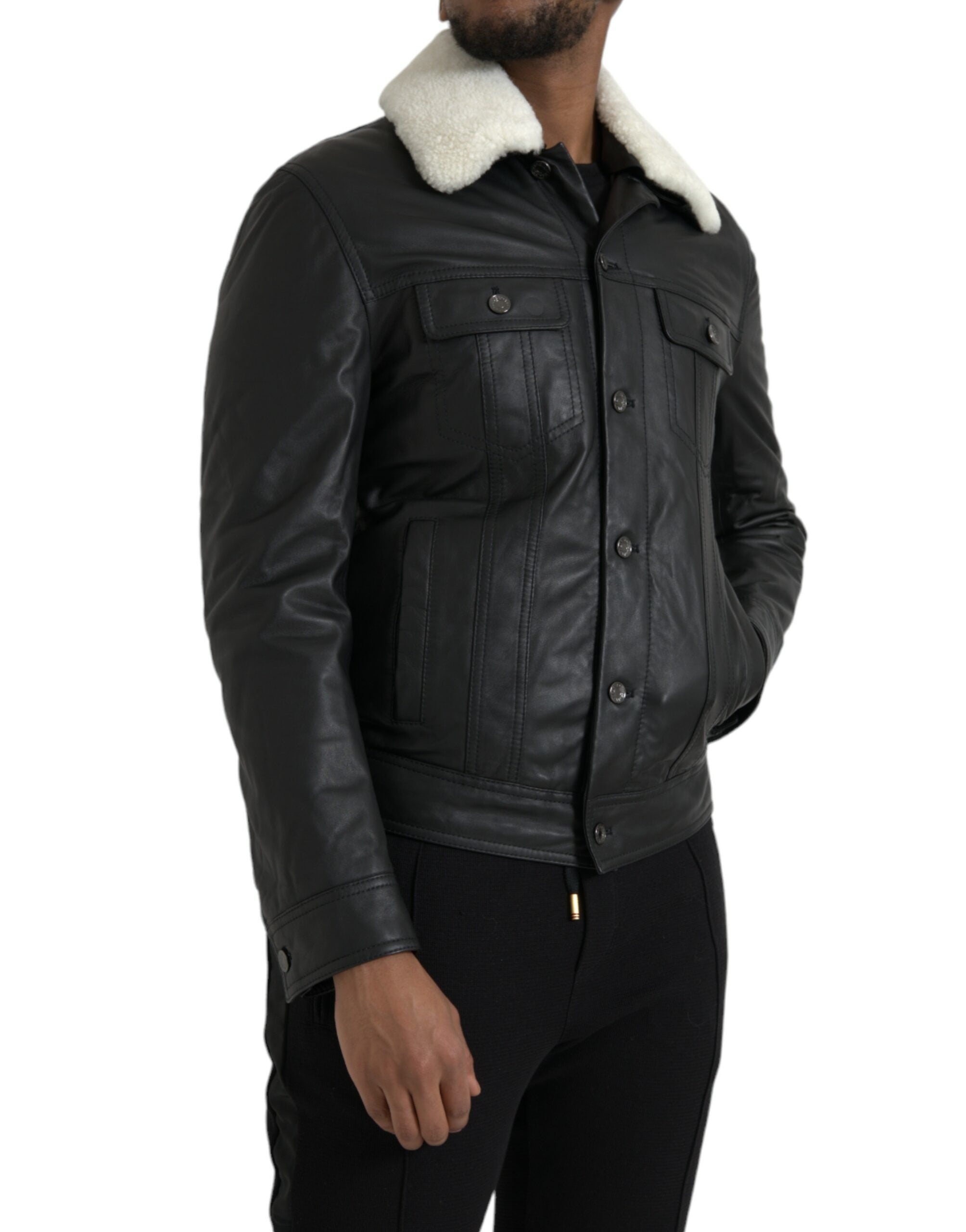 Veste cuir Dolce & Gabbana noire