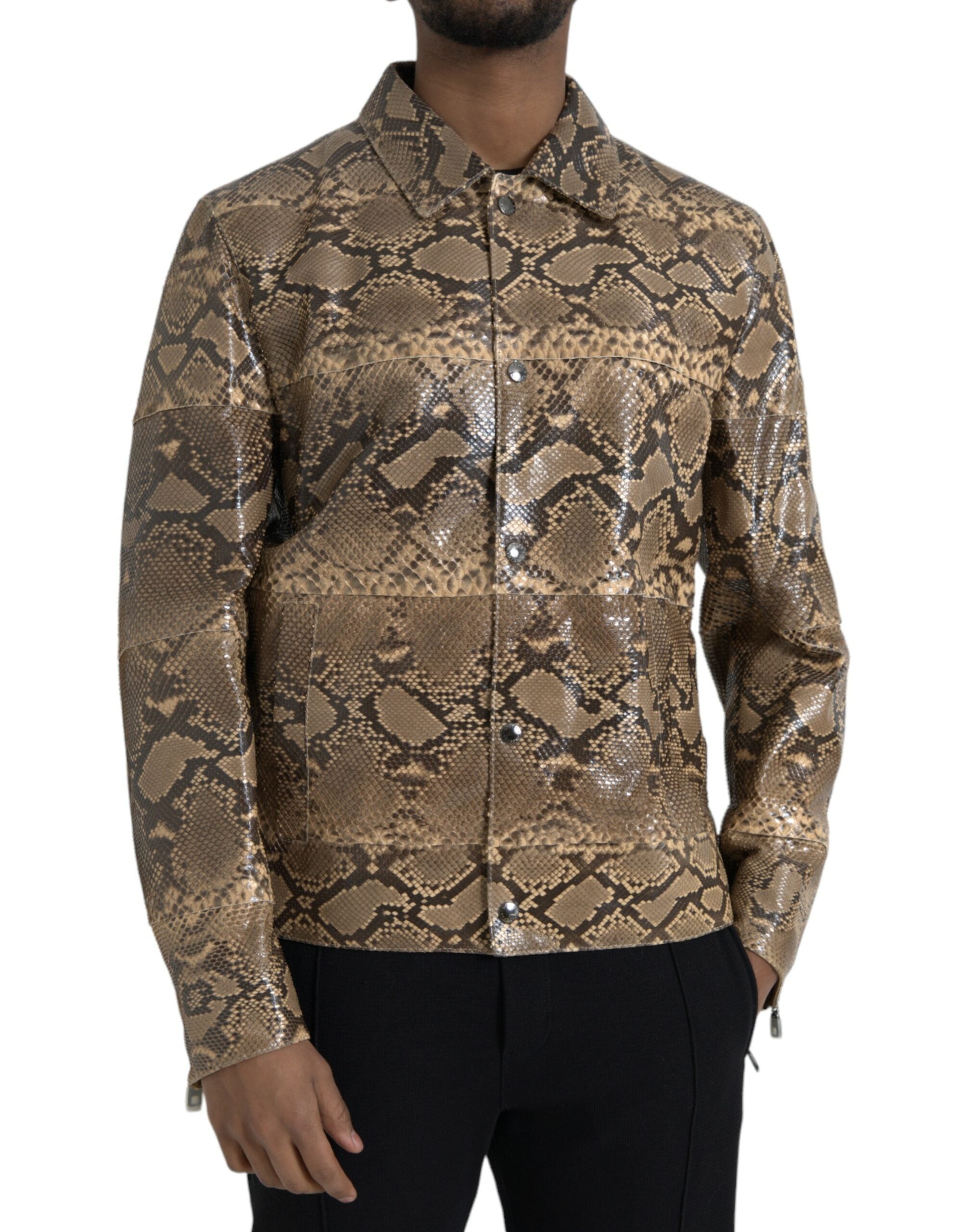 Blouson en cuir Dolce & Gabbana beige