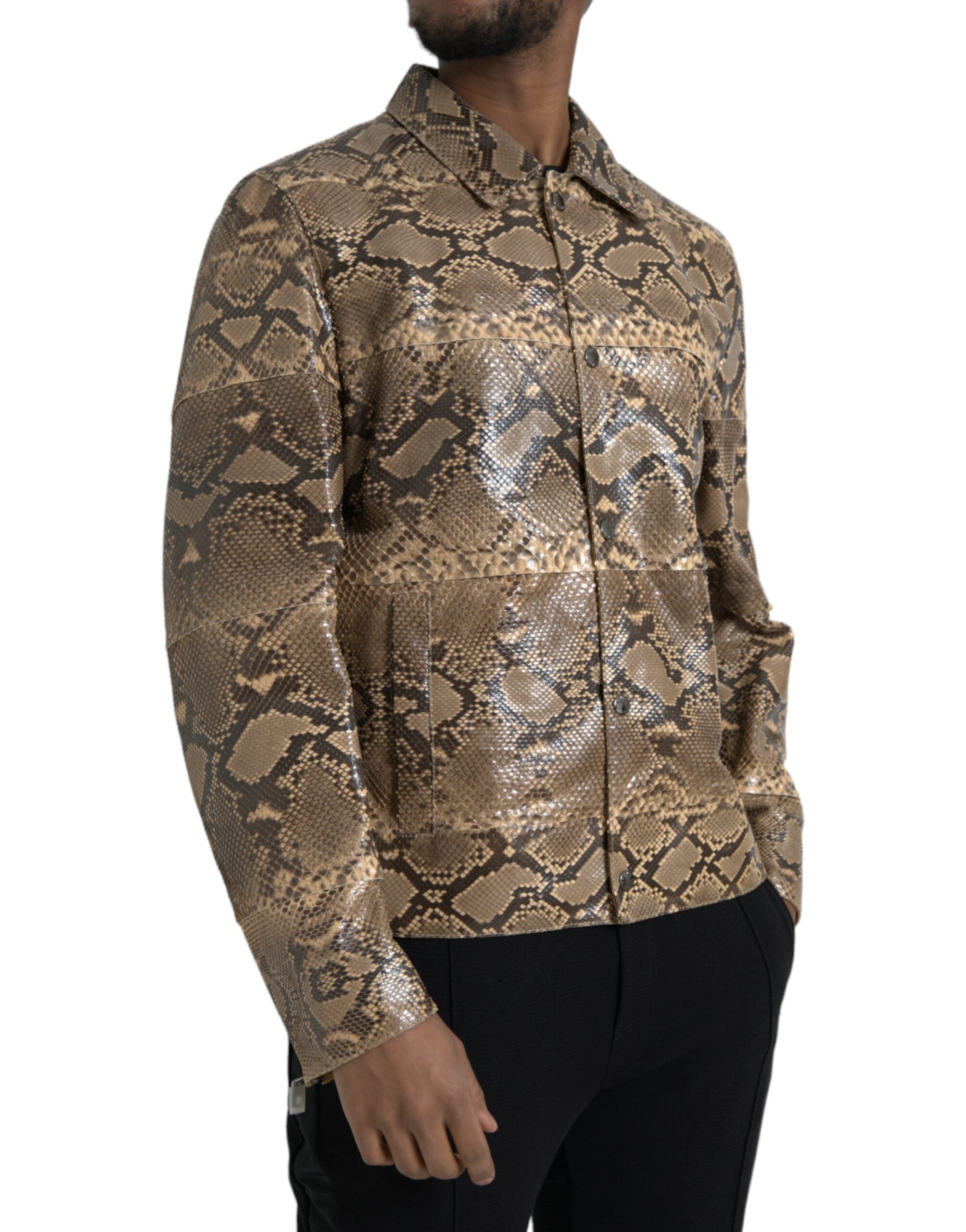 Blouson en cuir Dolce & Gabbana beige