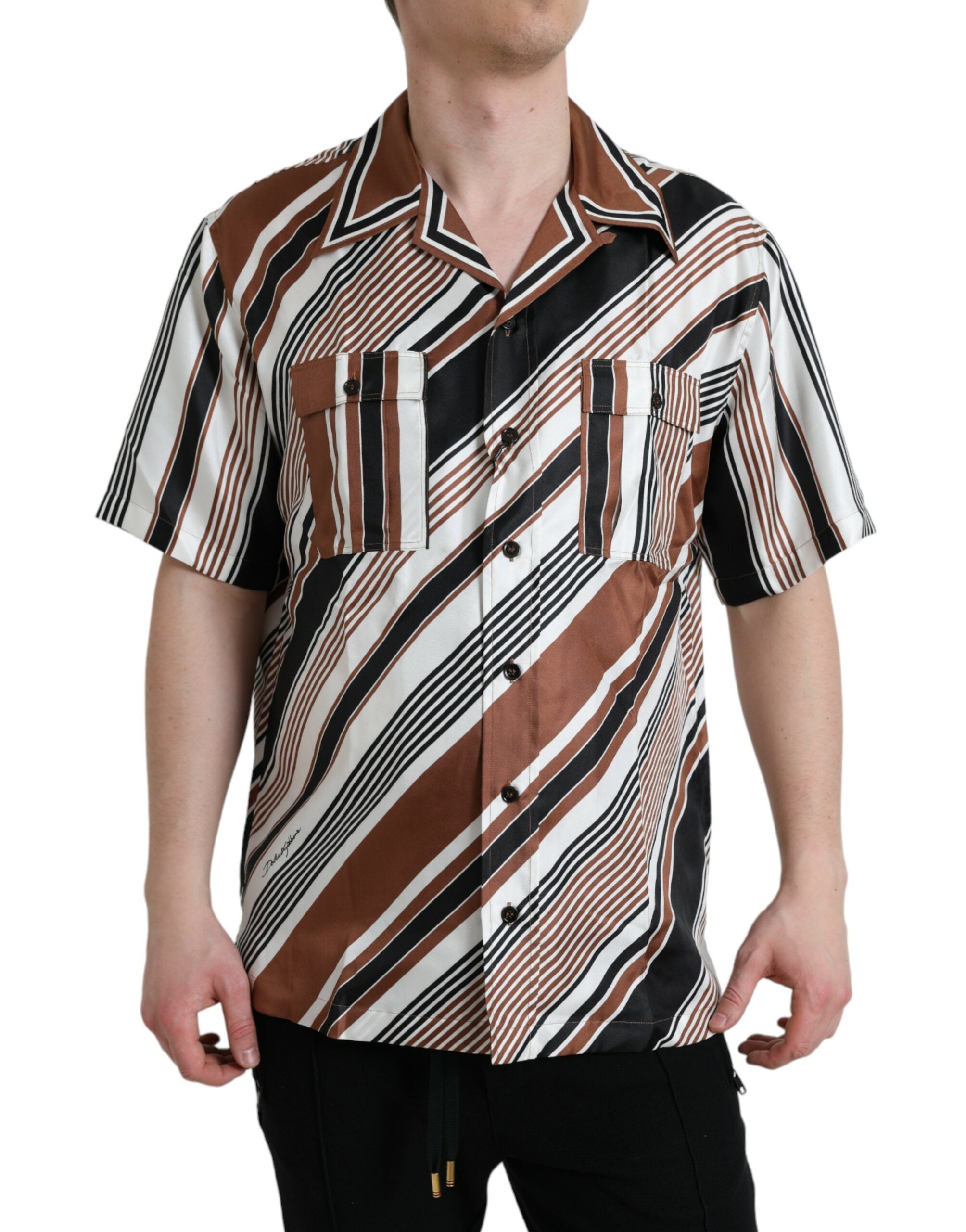 Chemise Dolce & Gabbana à rayures marron et blanche