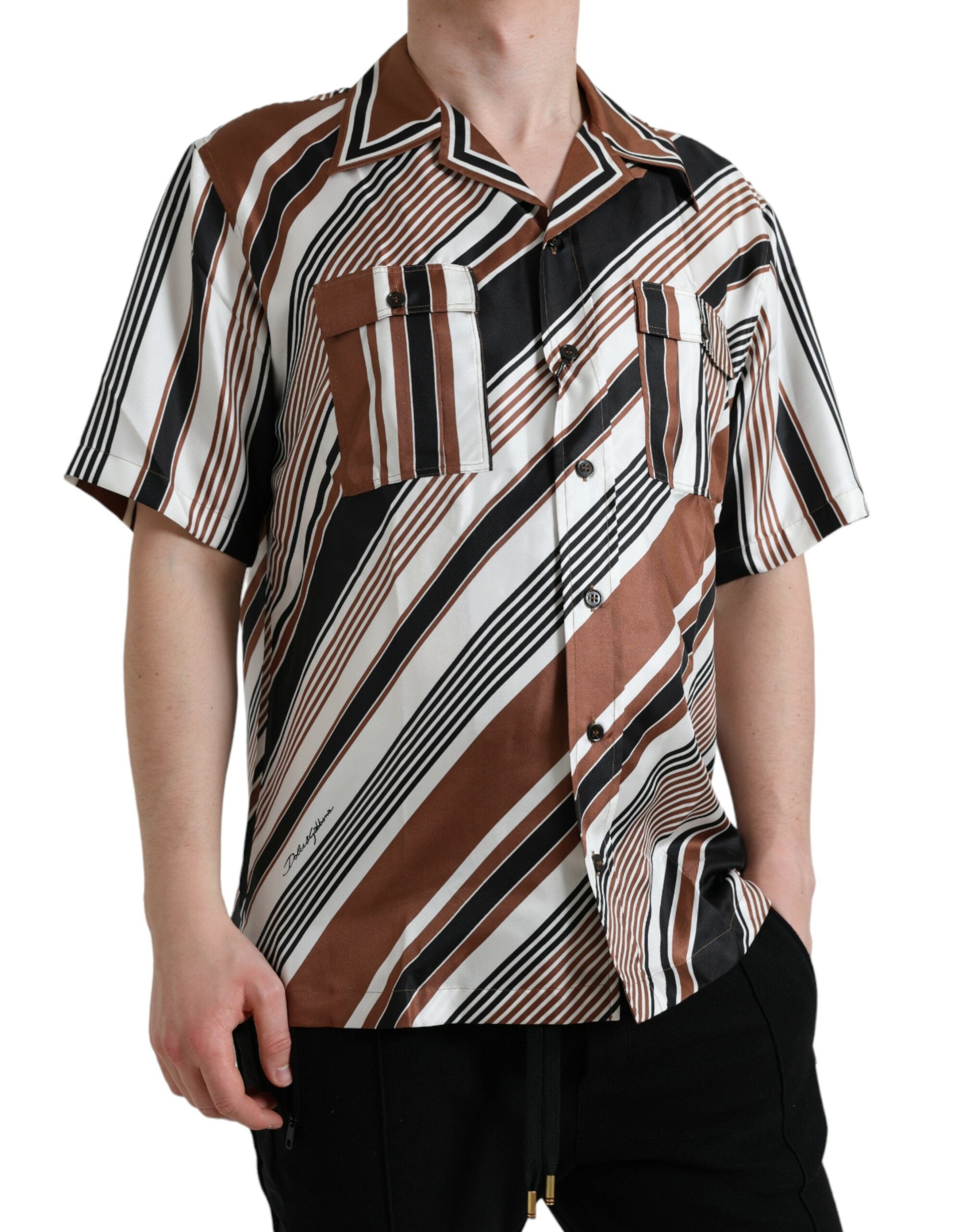 Chemise Dolce & Gabbana à rayures marron et blanche