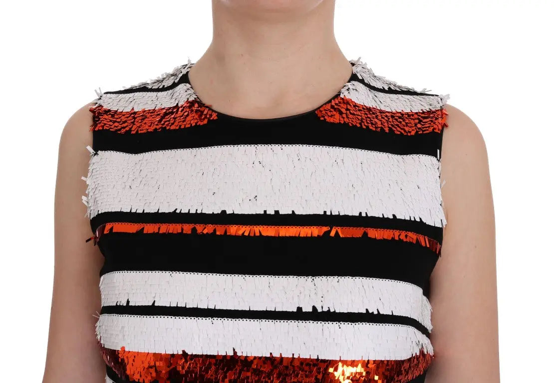 Robe Dolce & Gabbana sans manches rayée orange et noire Dolce & Gabbana