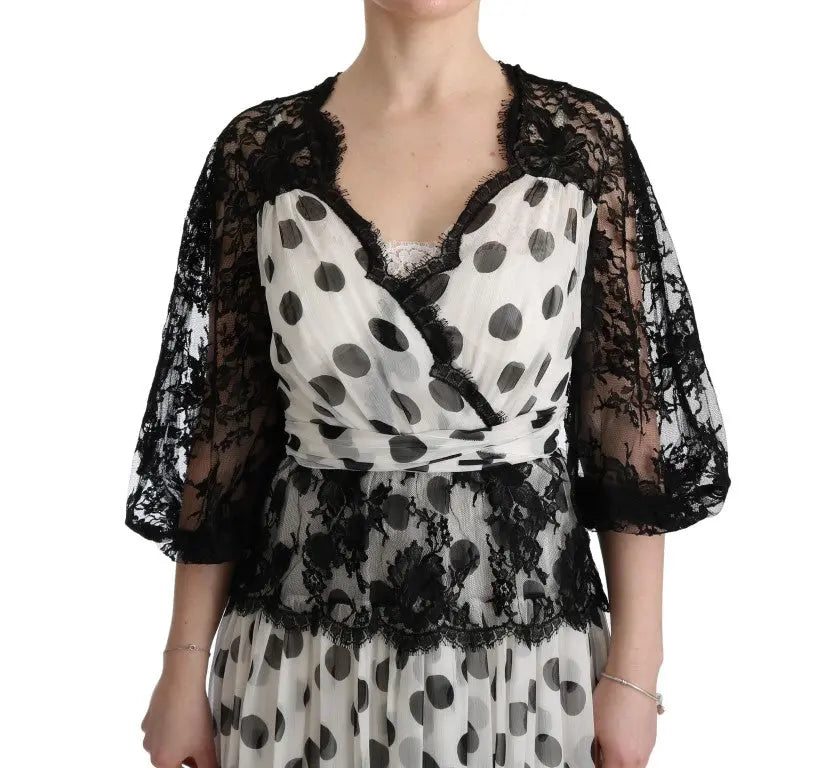 Robe Dolce & Gabbana noire à pois blancs Dolce & Gabbana