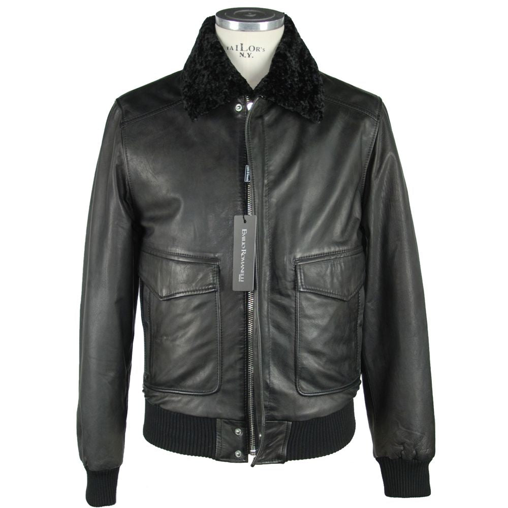 Veste en cuir Emilio Romanelli noire