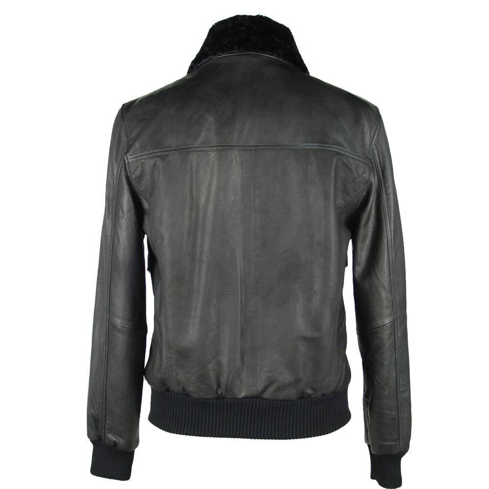 Veste en cuir Emilio Romanelli noire